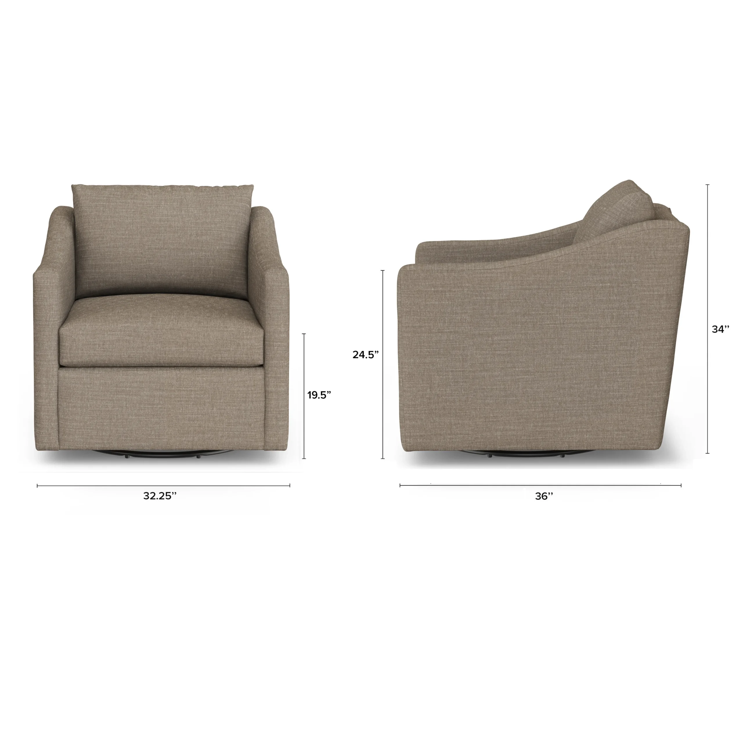 Landry 32.25_ Swivel Lounge Chair - Napa Taupe - Image 2