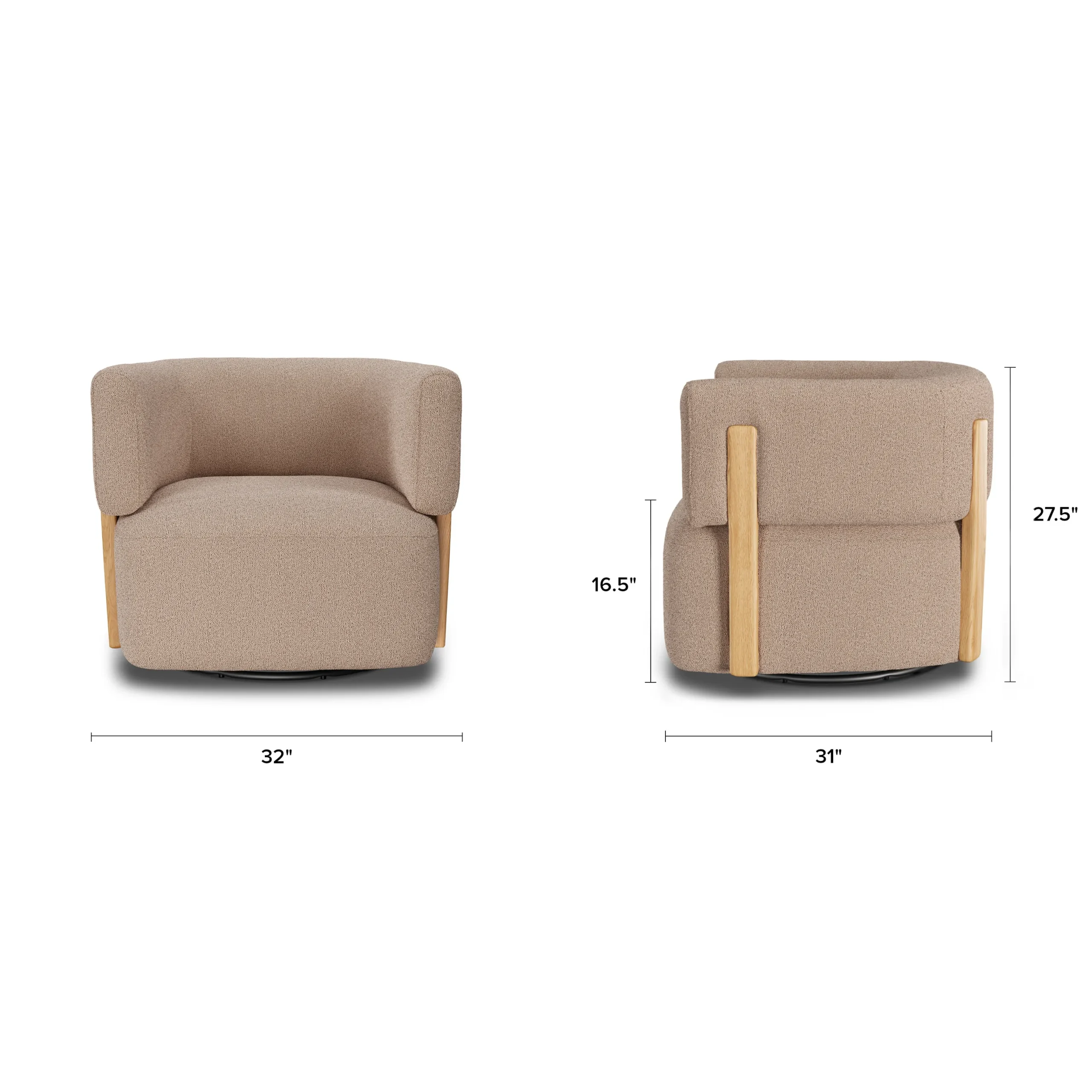 Julie 32_ Swivel Chair - Sandstone Wool Bouclé - Image 2