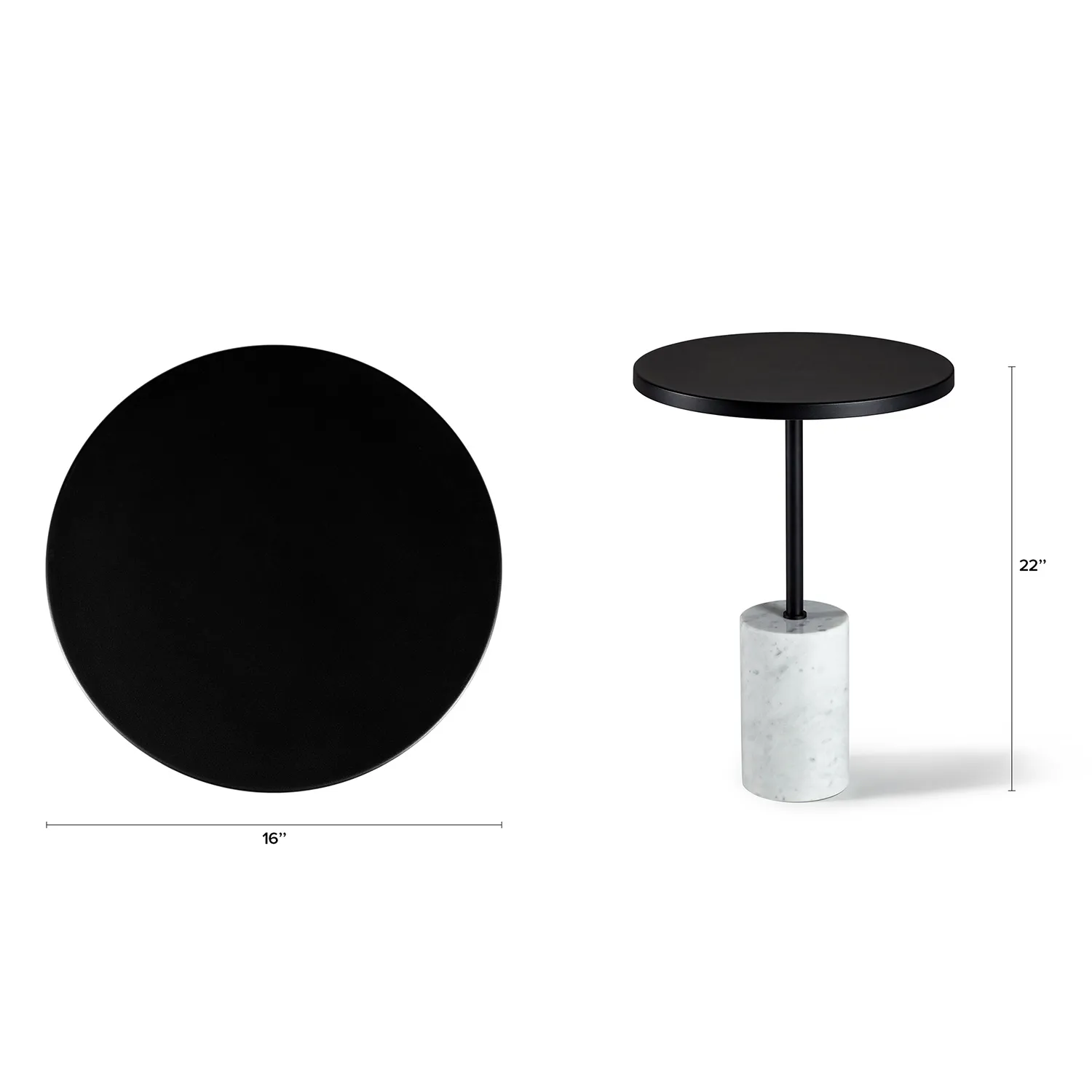 Narro Marble Side Table - Black - Image 2