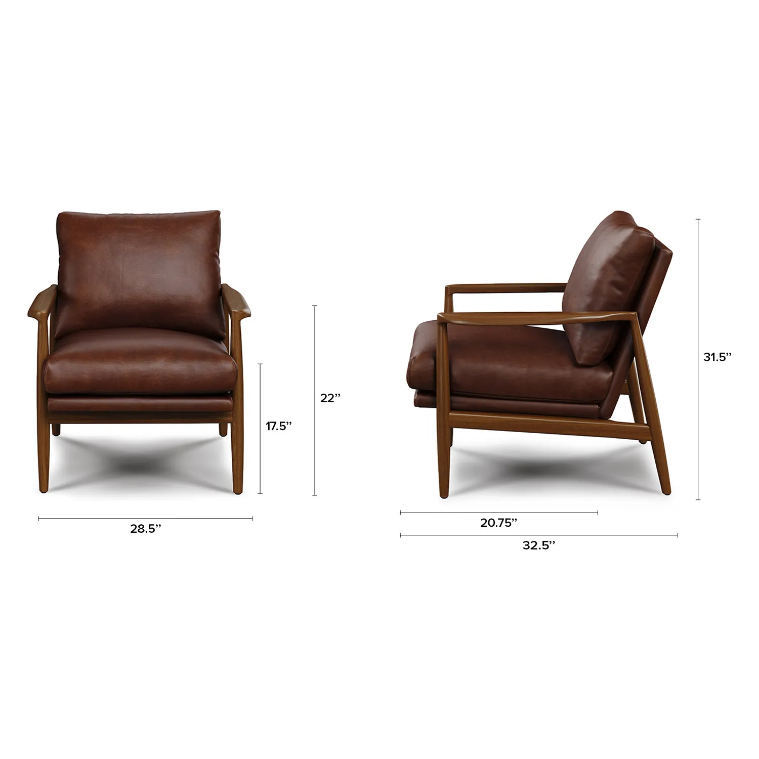 Bavel 28.5_ Leather Lounge Chair - Indiana Brown - Image 2