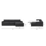 Riley 118_ Right Storage Sleeper Sectional - Napa Charcoal