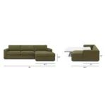Riley 118_ Right Storage Sleeper Sectional - Napa Moss