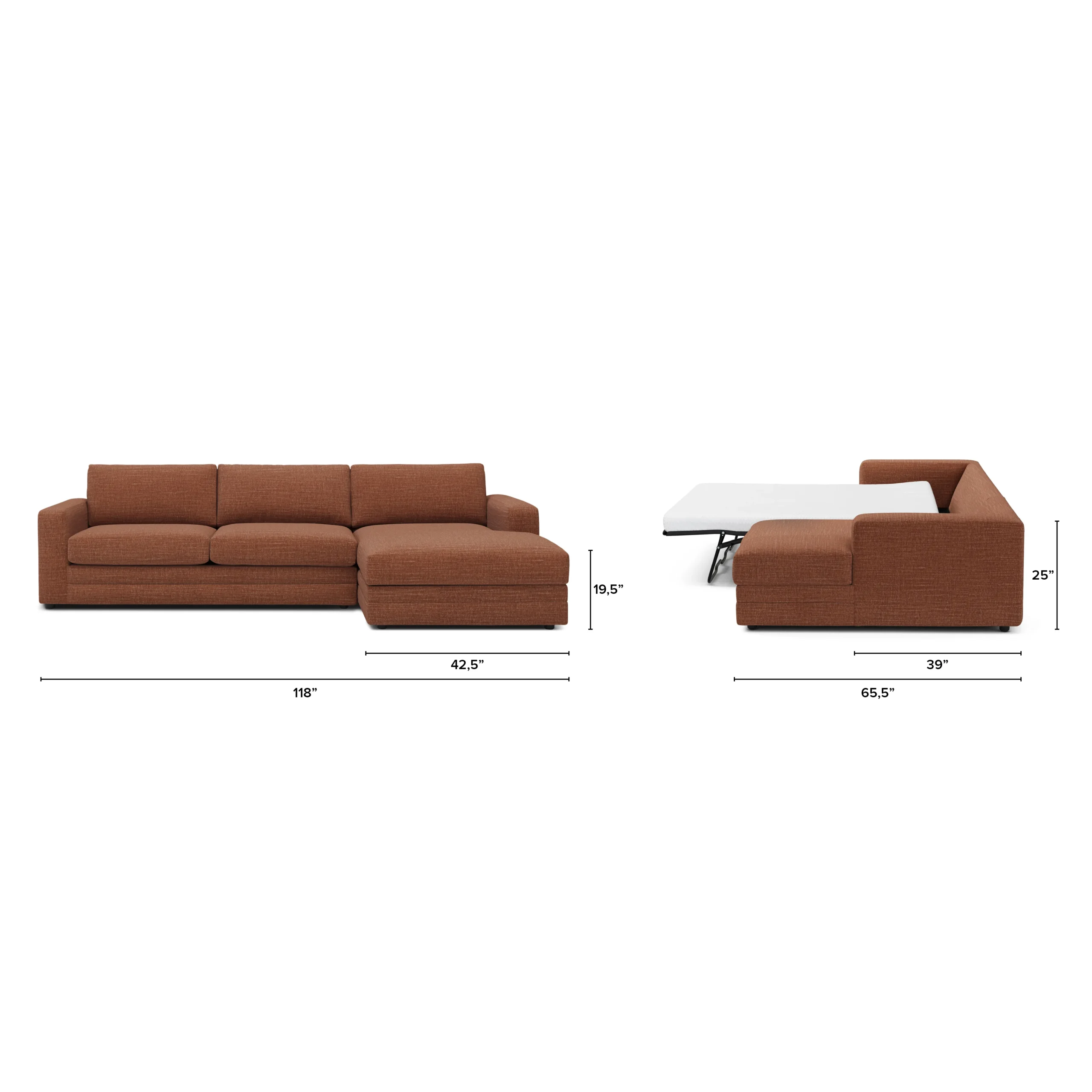 Riley 118_ Right Storage Sleeper Sectional - Napa Rust - Image 7