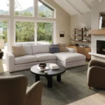 Riley 118_ Right Storage Sleeper Sectional - Napa White