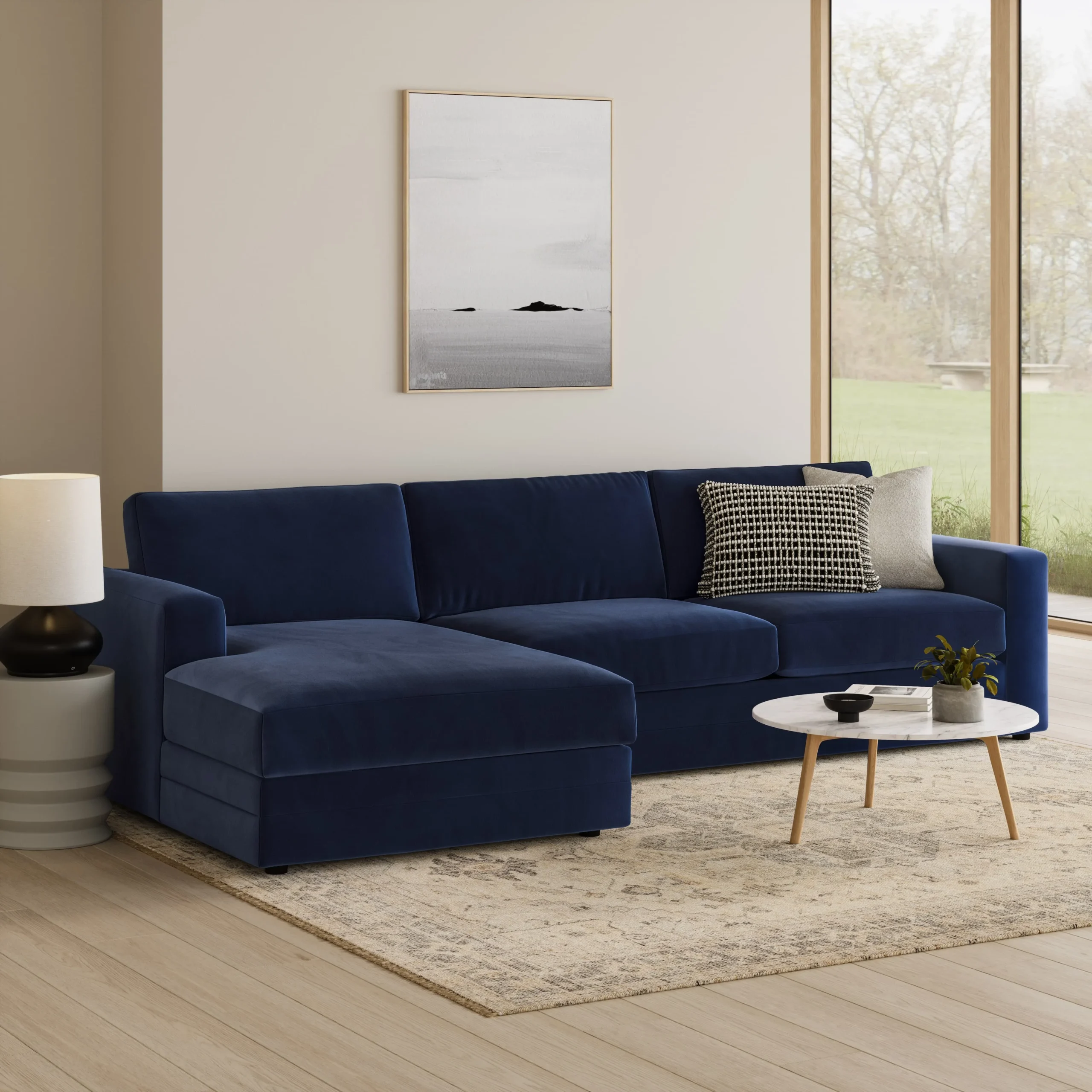 Riley 118_ Velvet Left Storage Sleeper Sectional - Hale Ink - Image 7