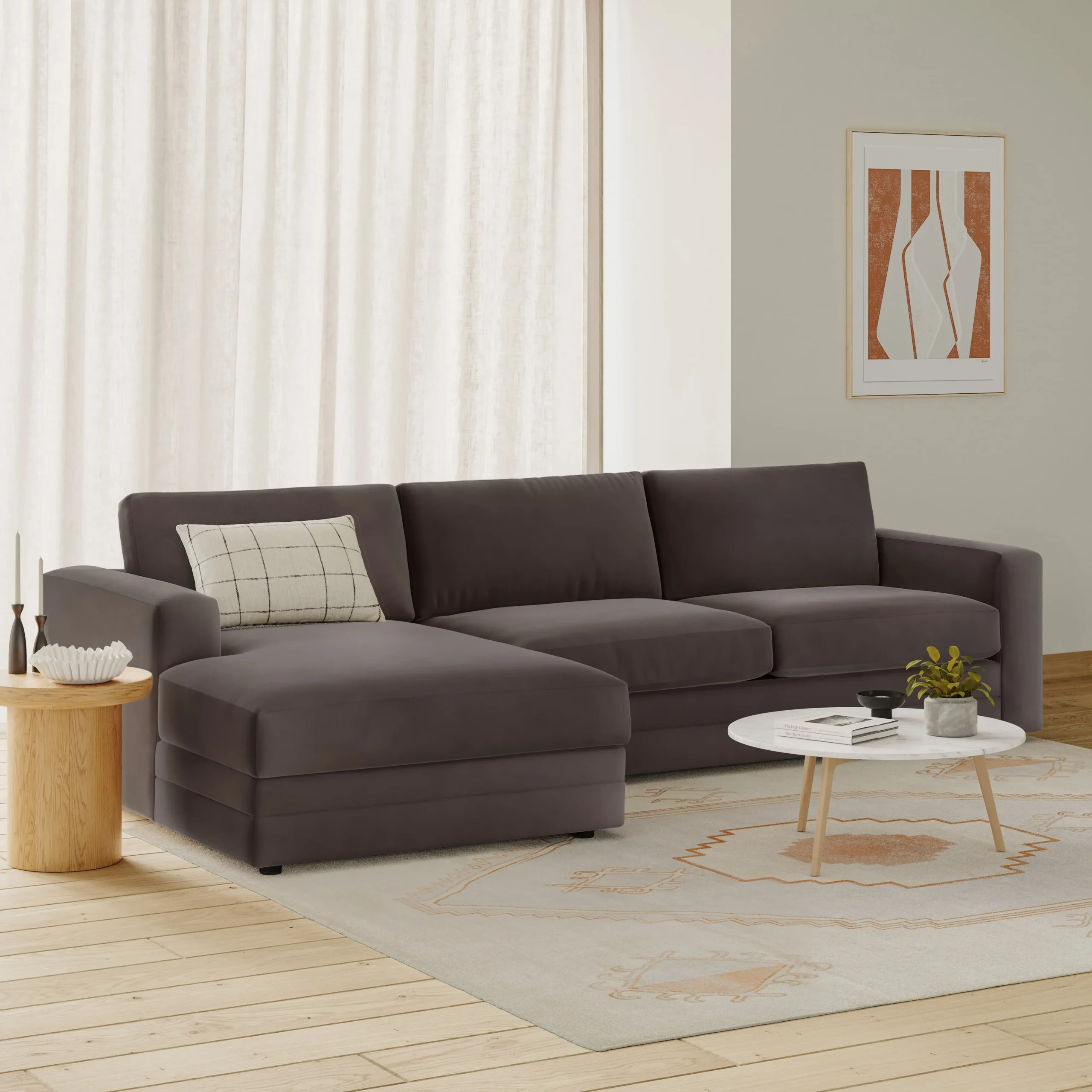 Riley 118_ Velvet Left Storage Sleeper Sectional - Hale Warm Gray - Image 7