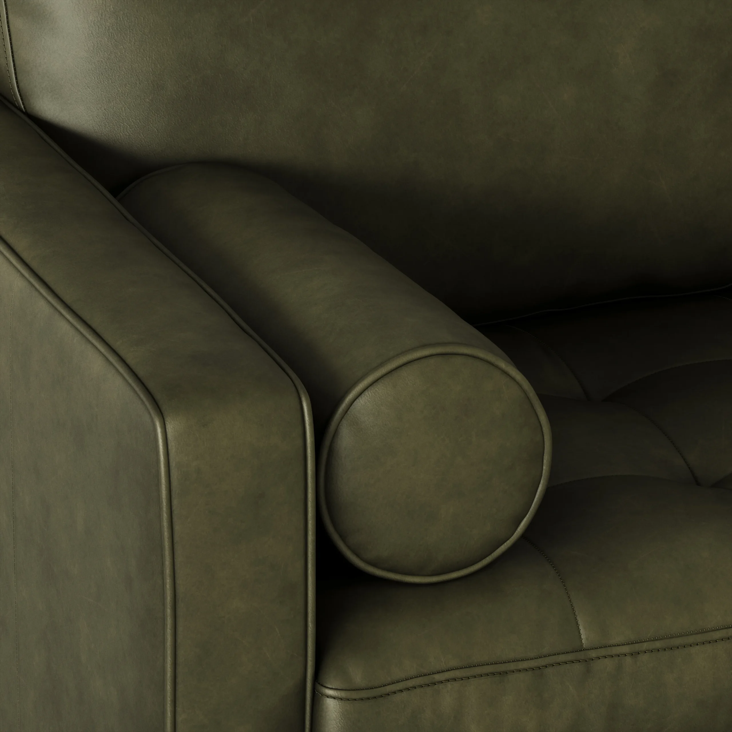 Sven 100_ Tufted Leather Right Sectional - Charme Green - Image 10