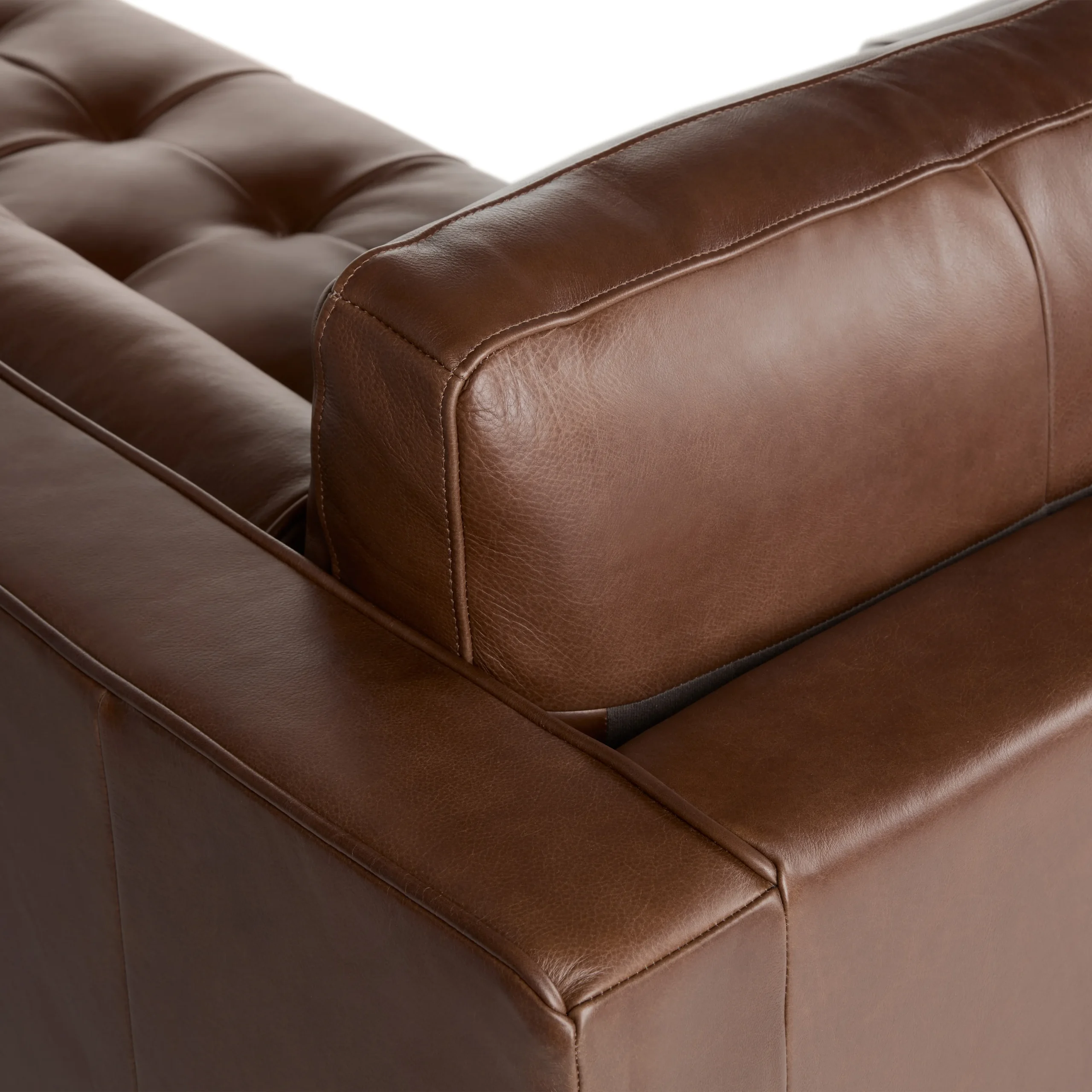 Sven 100_ Tufted Leather Right Sectional - Taos Brown - Image 10