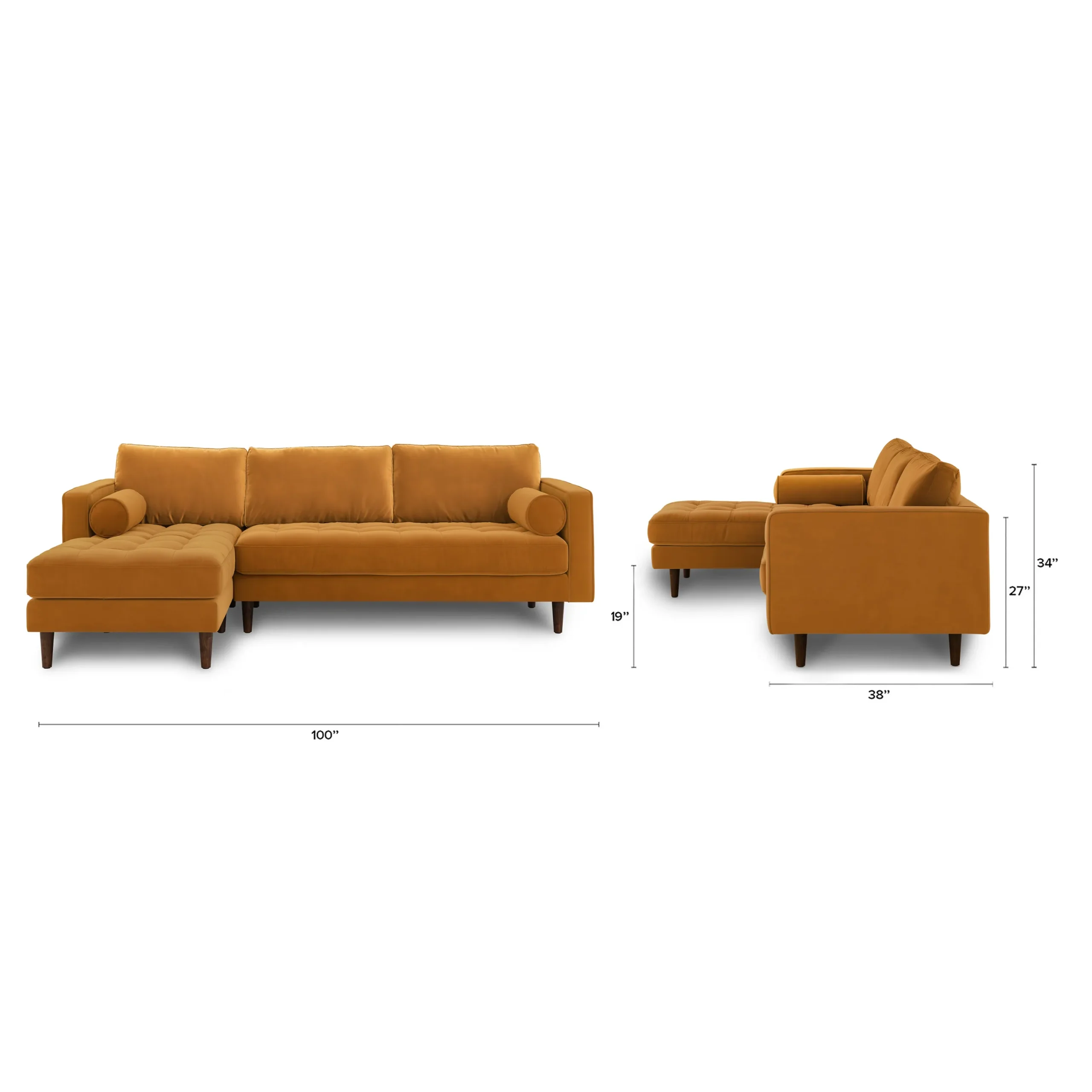 Sven 100_ Tufted Velvet Left Sectional - Plush Pacific Ginger - Image 10
