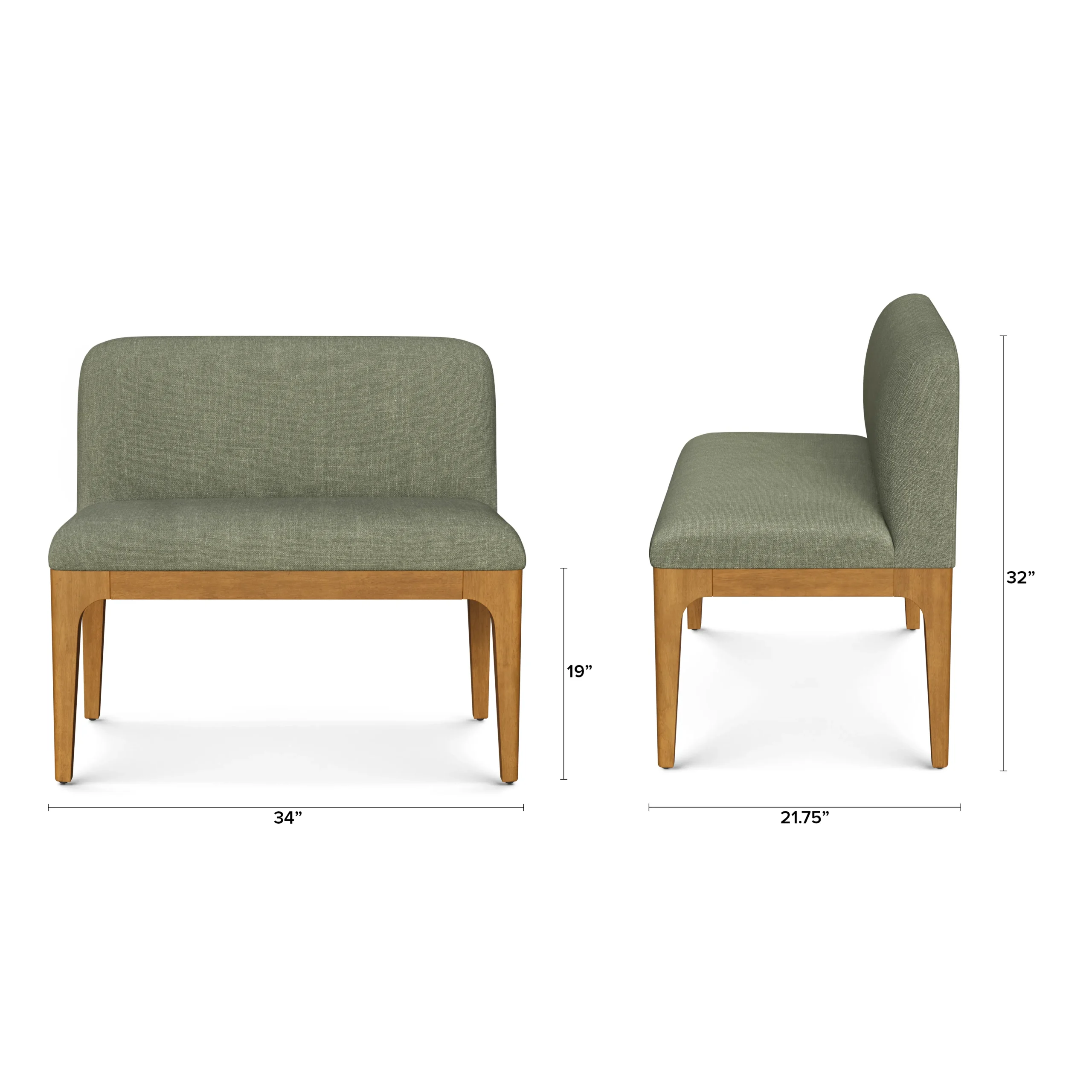 Armless Banquette - Smoked Oak and Welsh Green - Image 11
