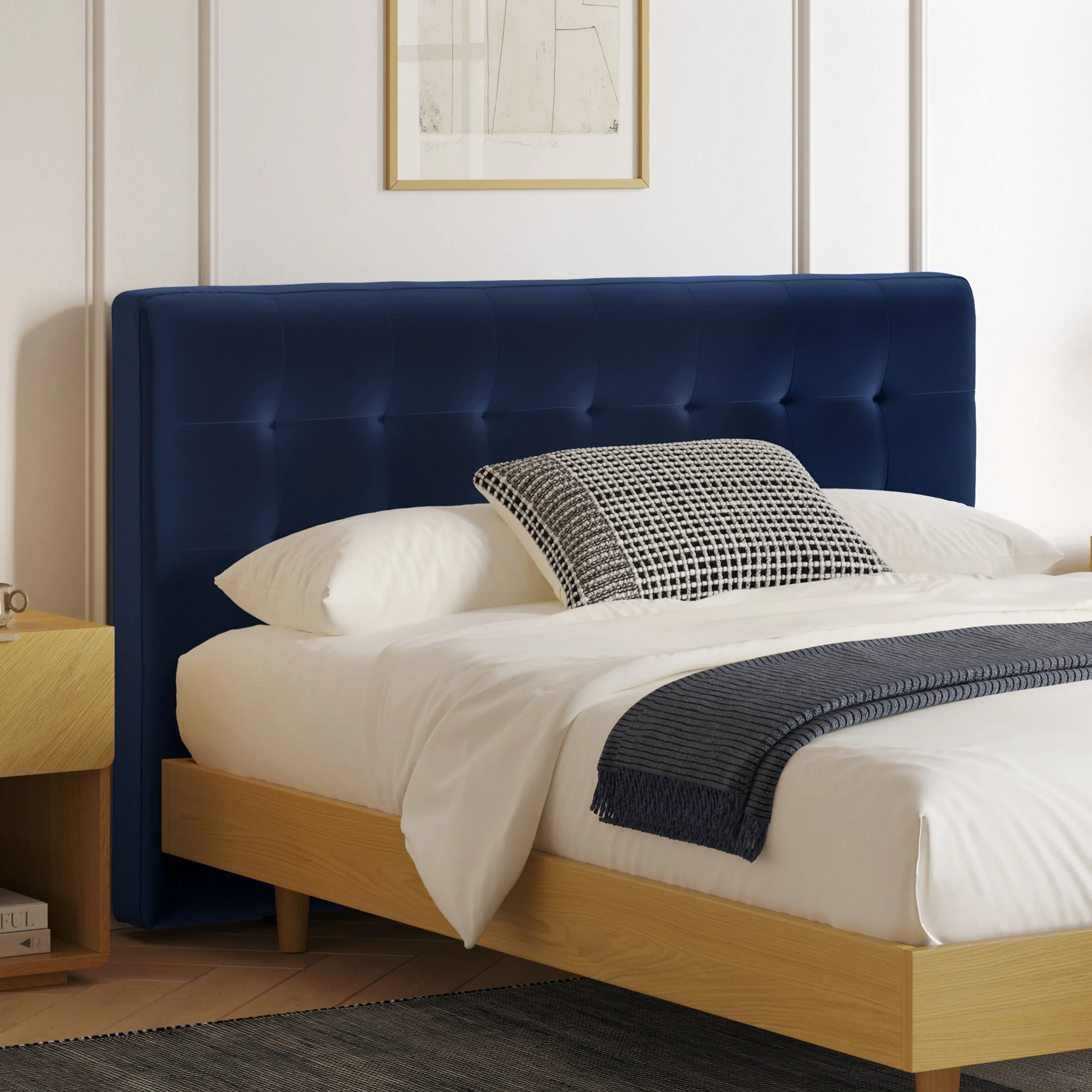 Sven Queen Tufted Velvet Headboard - Plush Cascadia Blue - Image 11