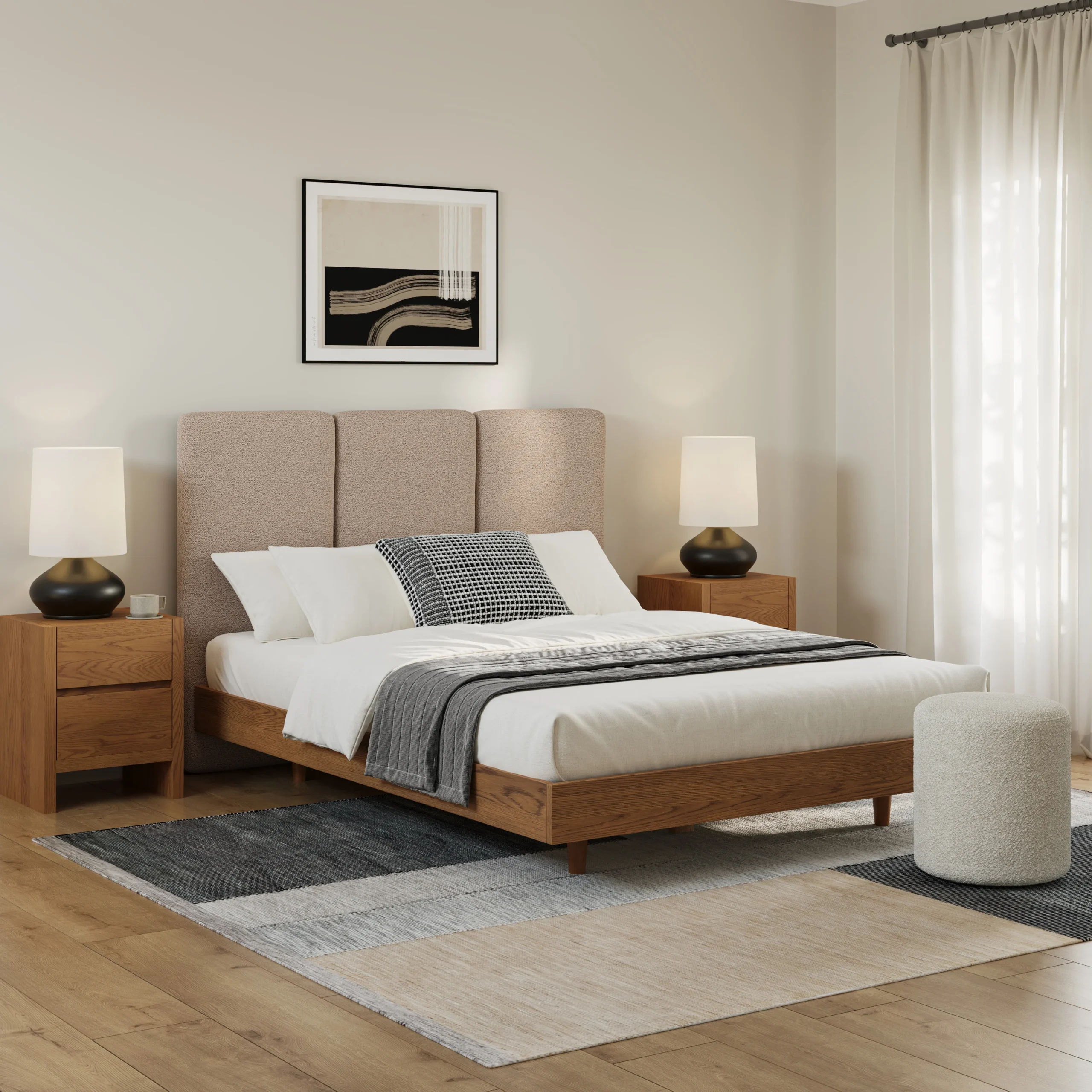 Noel Queen Headboard - Sandstone Wool Bouclé - Image 11