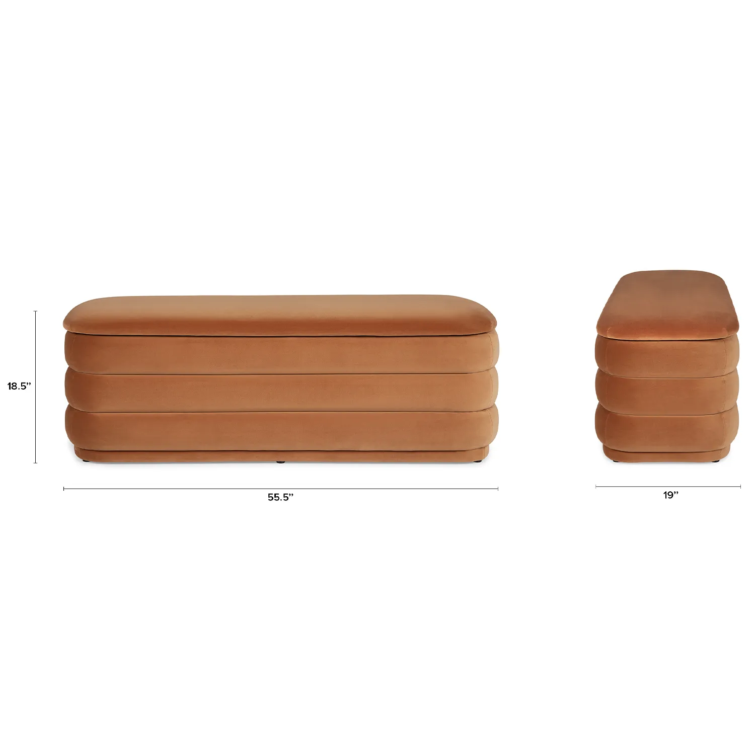 Rolph 55.5_ Velvet Storage Bench - Plush Pacific Rust - Image 11