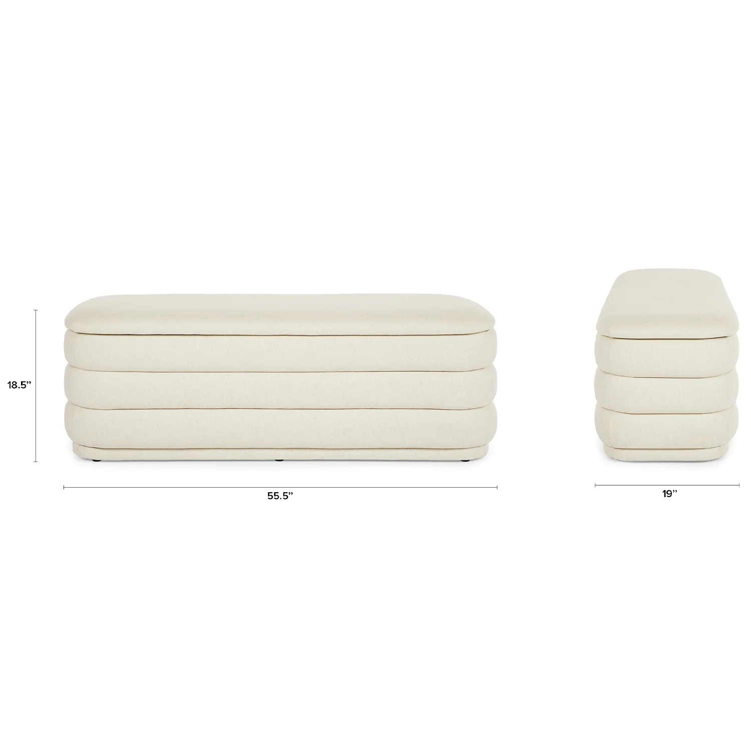 Rolph 55.5_ Storage Bench - Sand Ivory - Image 11
