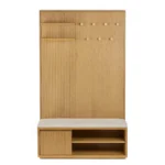 Kouva 47_ Bench and Wall Panel Storage Set - Natural Oak and Santolina Gray
