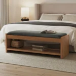 Cassie 56_ Leather Bench - Smoked Oak and Charme Green