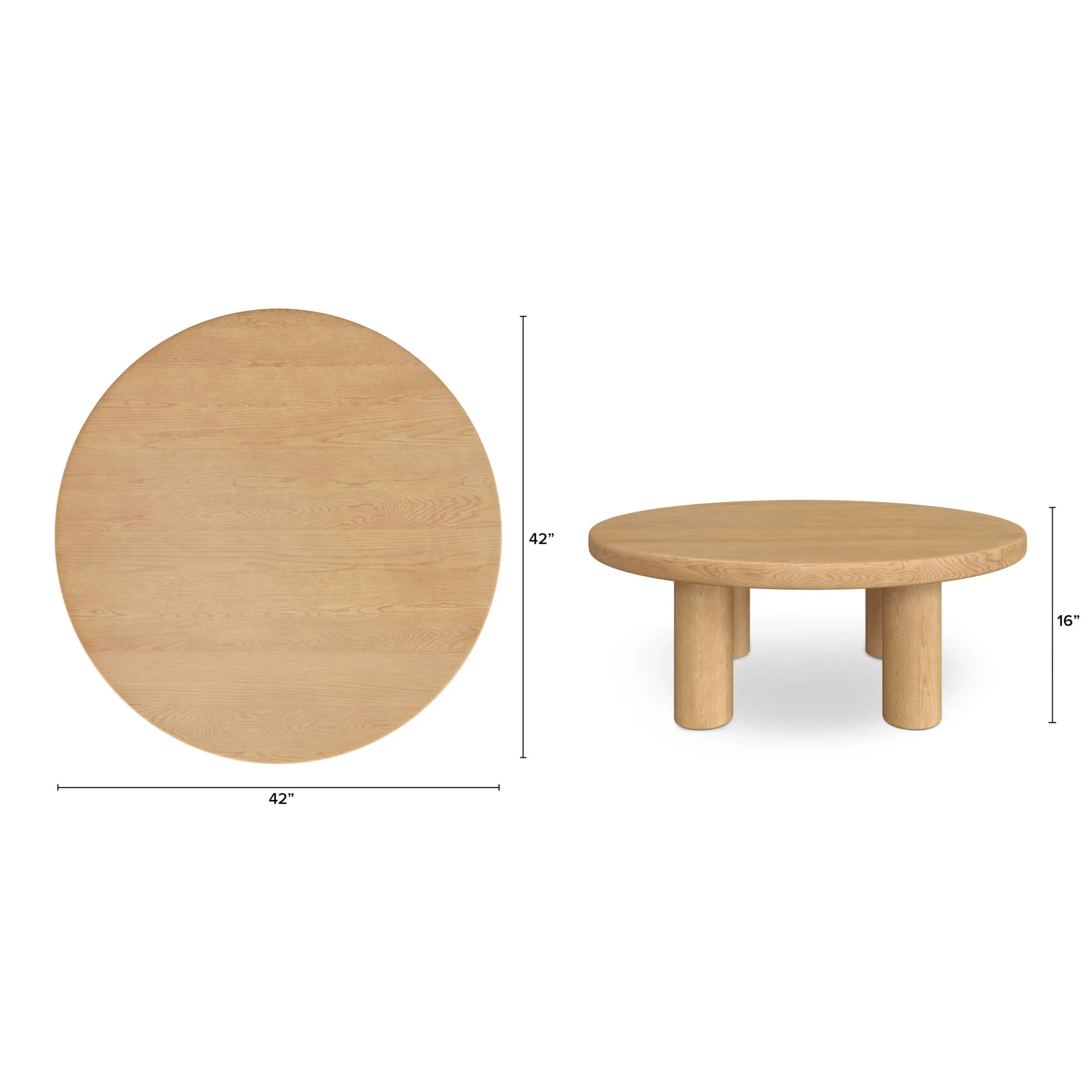 Adel 42_ Round Coffee Table - White Oak - Image 5