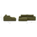 Beta 98_ Modular Left Chaise Sectional - Cypress Green