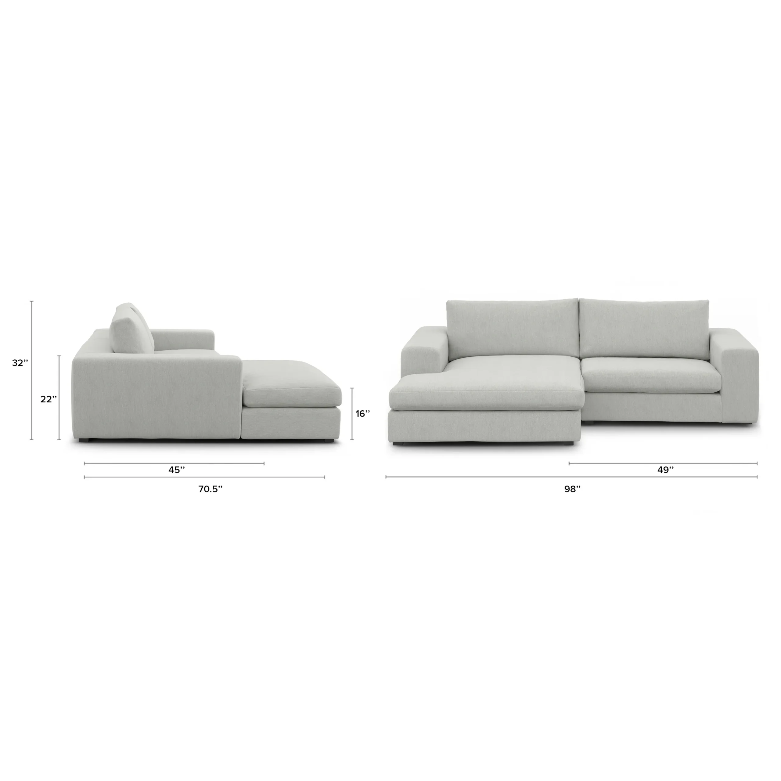 Beta 98_ Modular Left Chaise Sectional - Welsh Gray - Image 11
