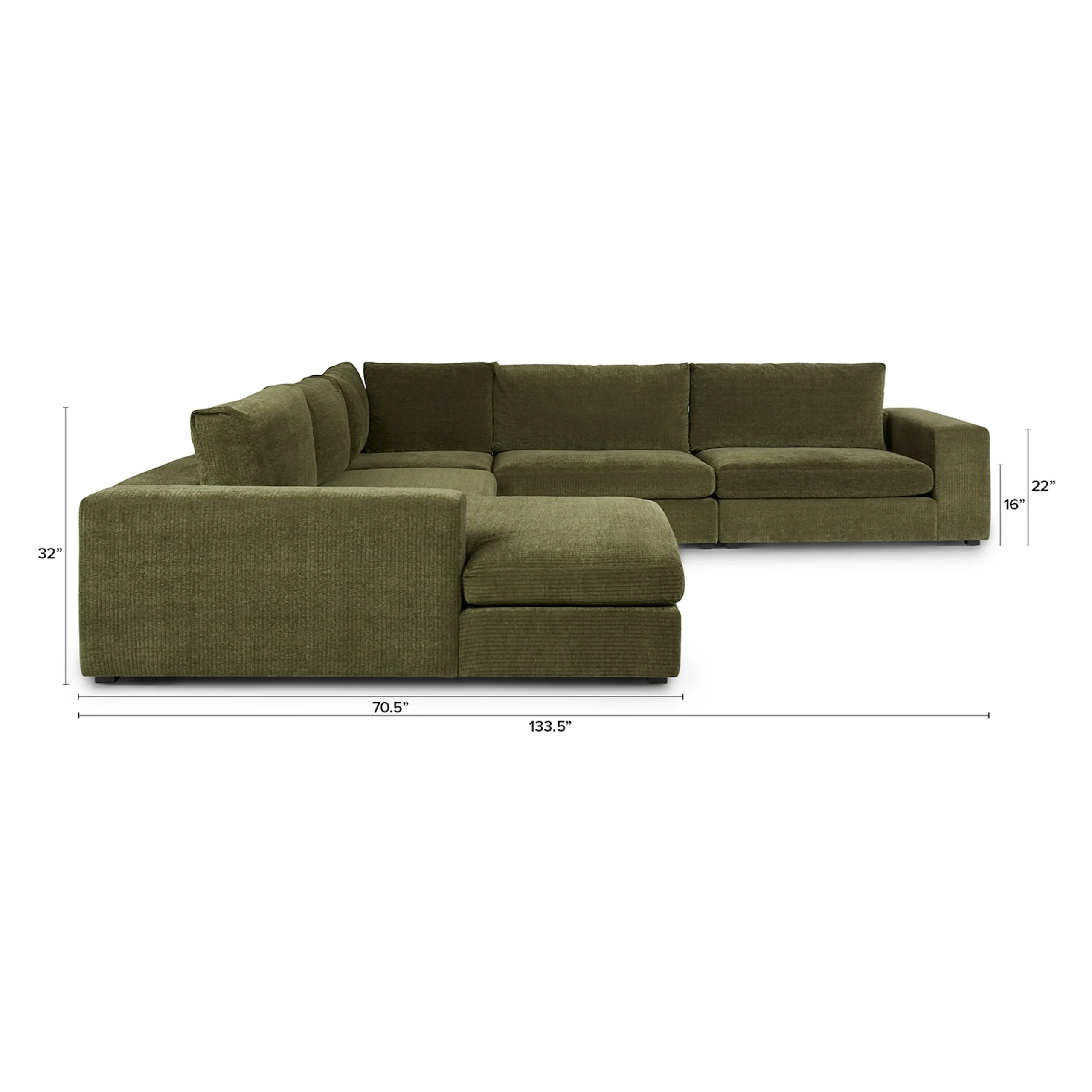 Beta 133.5_ Left Modular Conversational Sectional - Cypress Green - Image 11