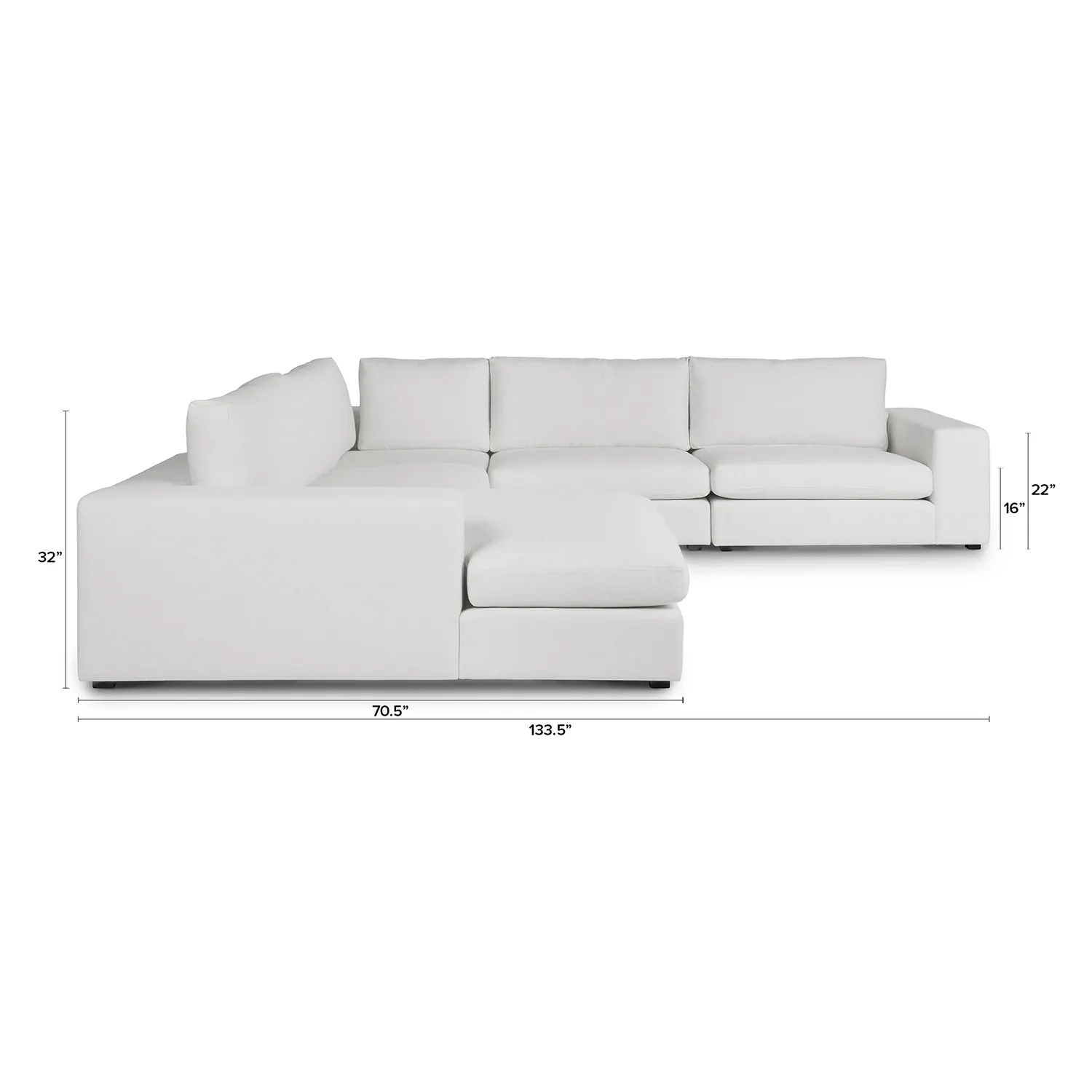 Beta 133.5_ Left Modular Conversational Sectional - Quartz White - Image 11