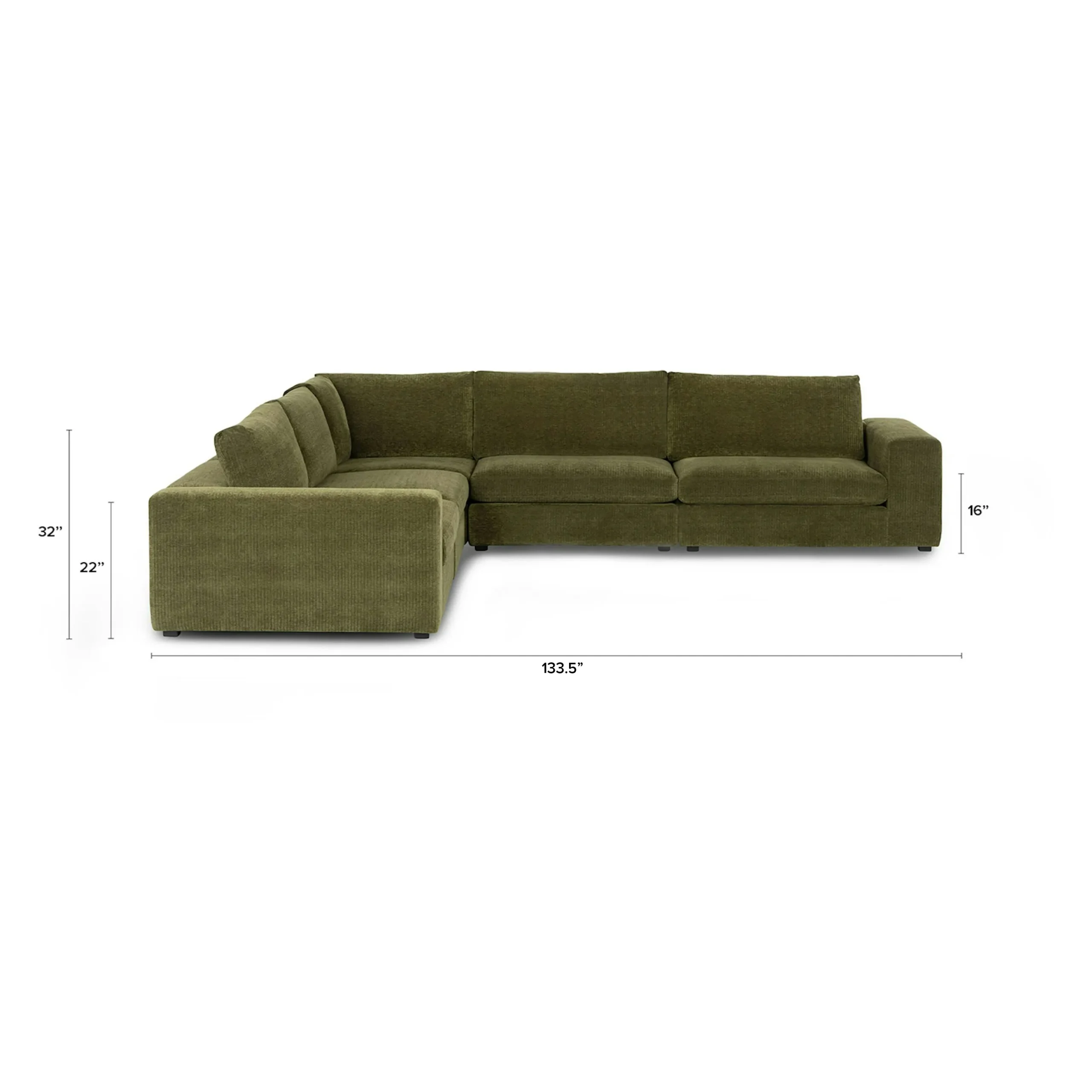 Beta 133.5_ Modular Corner Sectional - Cypress Green - Image 11