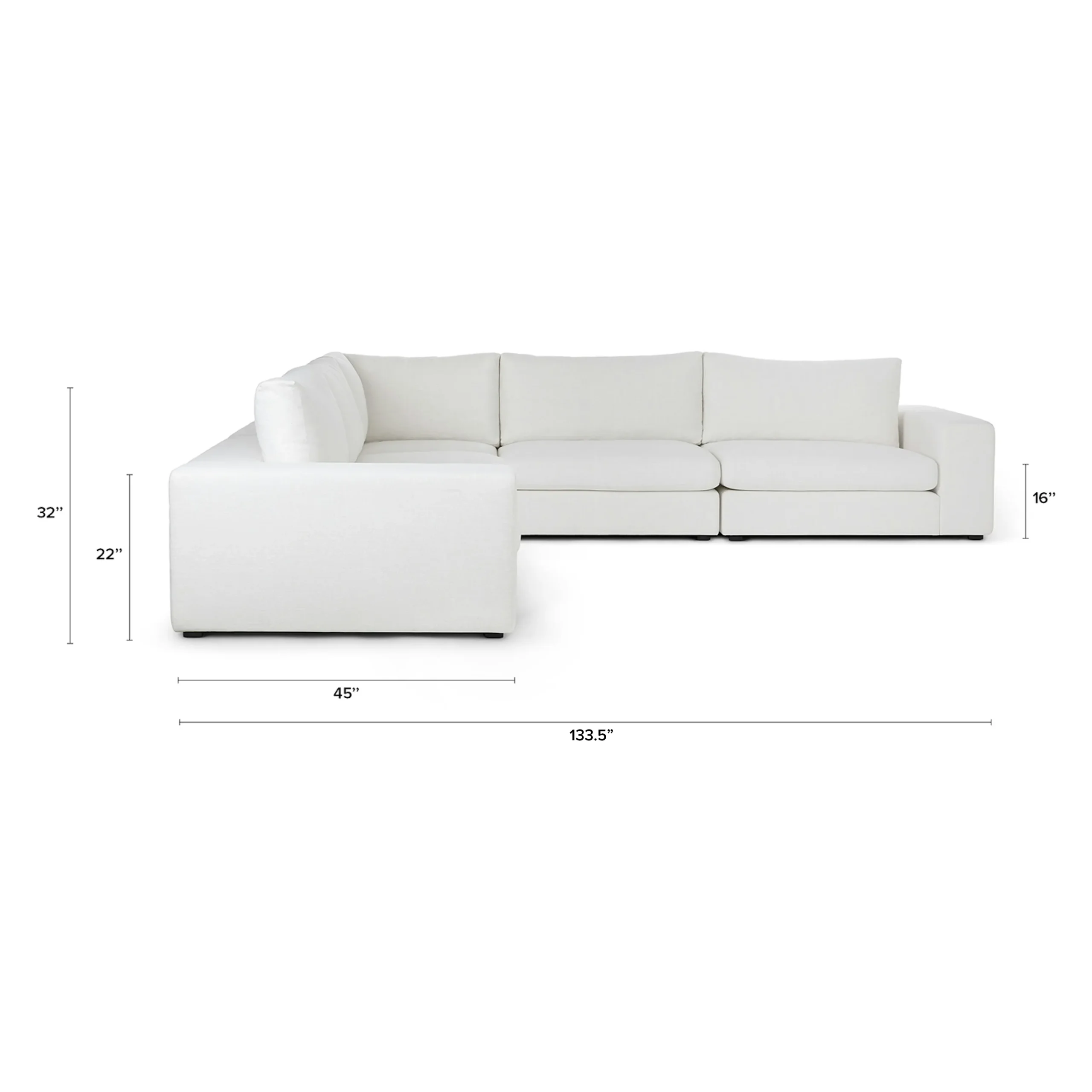 Beta 133.5_ Modular Corner Sectional - Quartz White - Image 11
