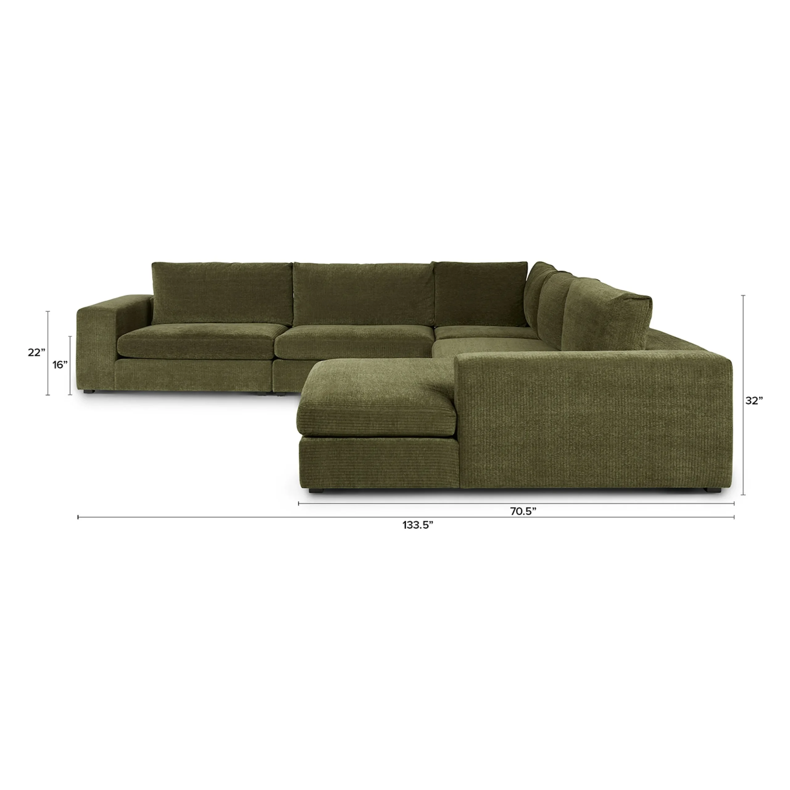 Beta 133.5_ Right Modular Conversational Sectional - Cypress Green - Image 11