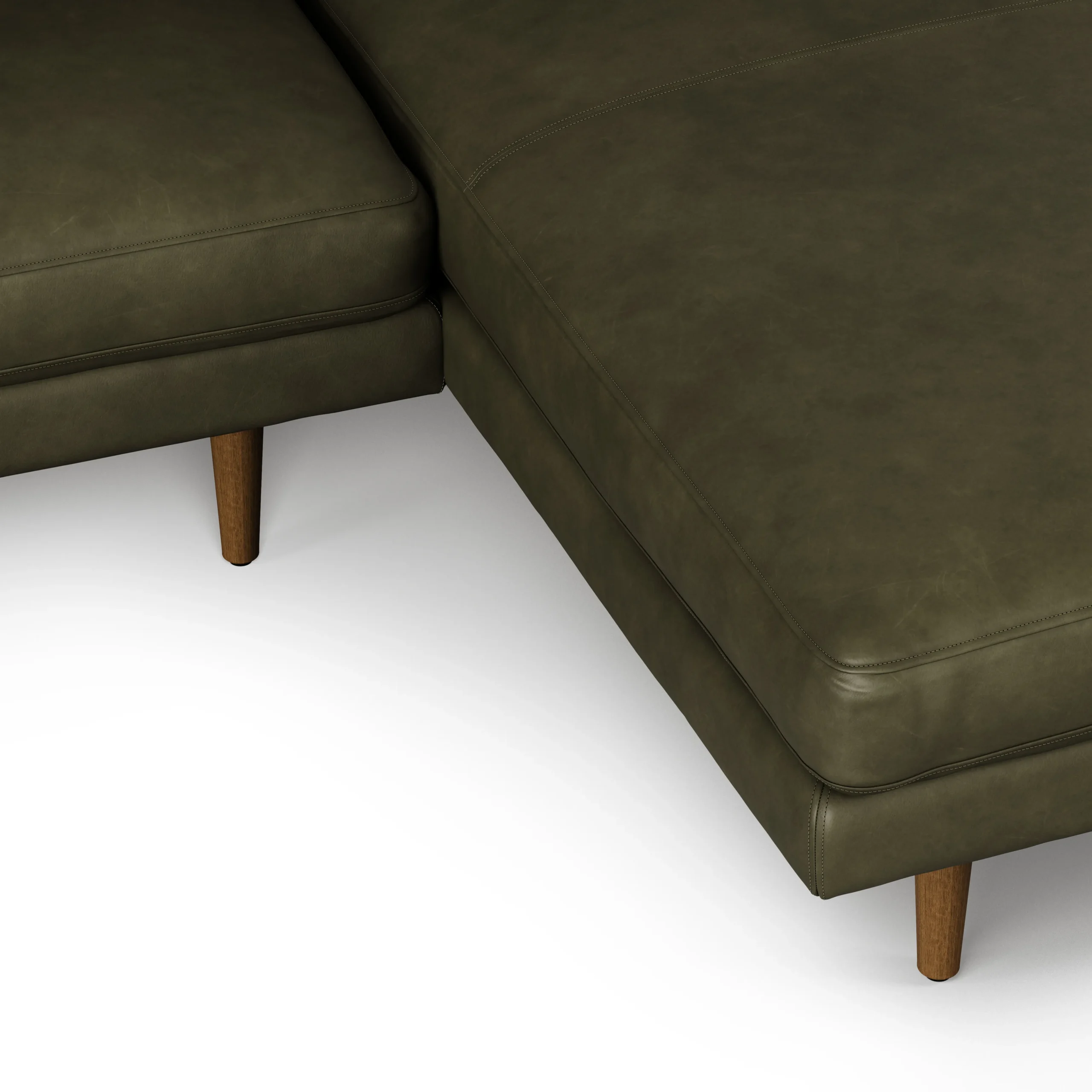 Burrard 112_ Leather Right Sectional - Charme Green - Image 11