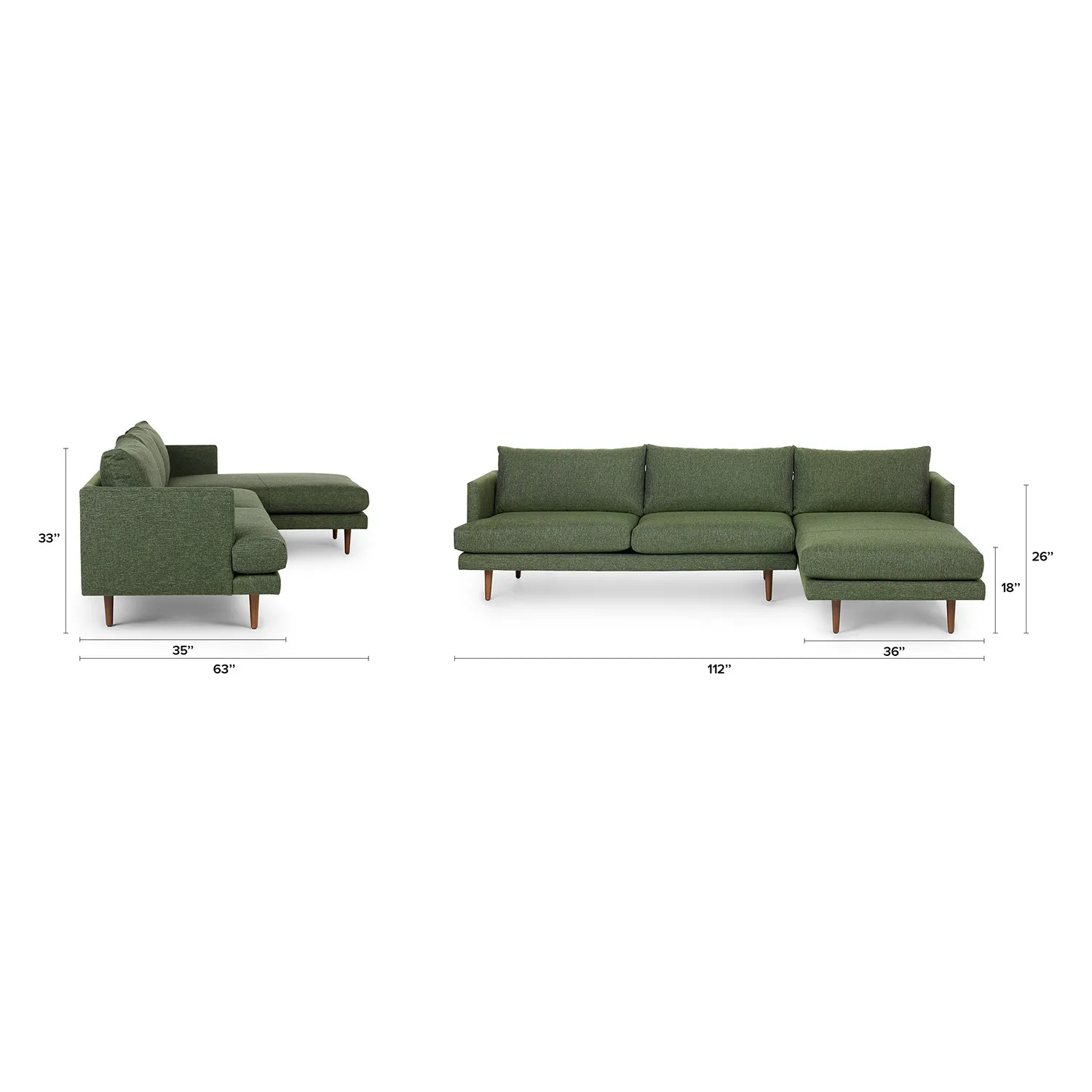 Burrard 112_ Right Sectional - Forest Green - Image 11