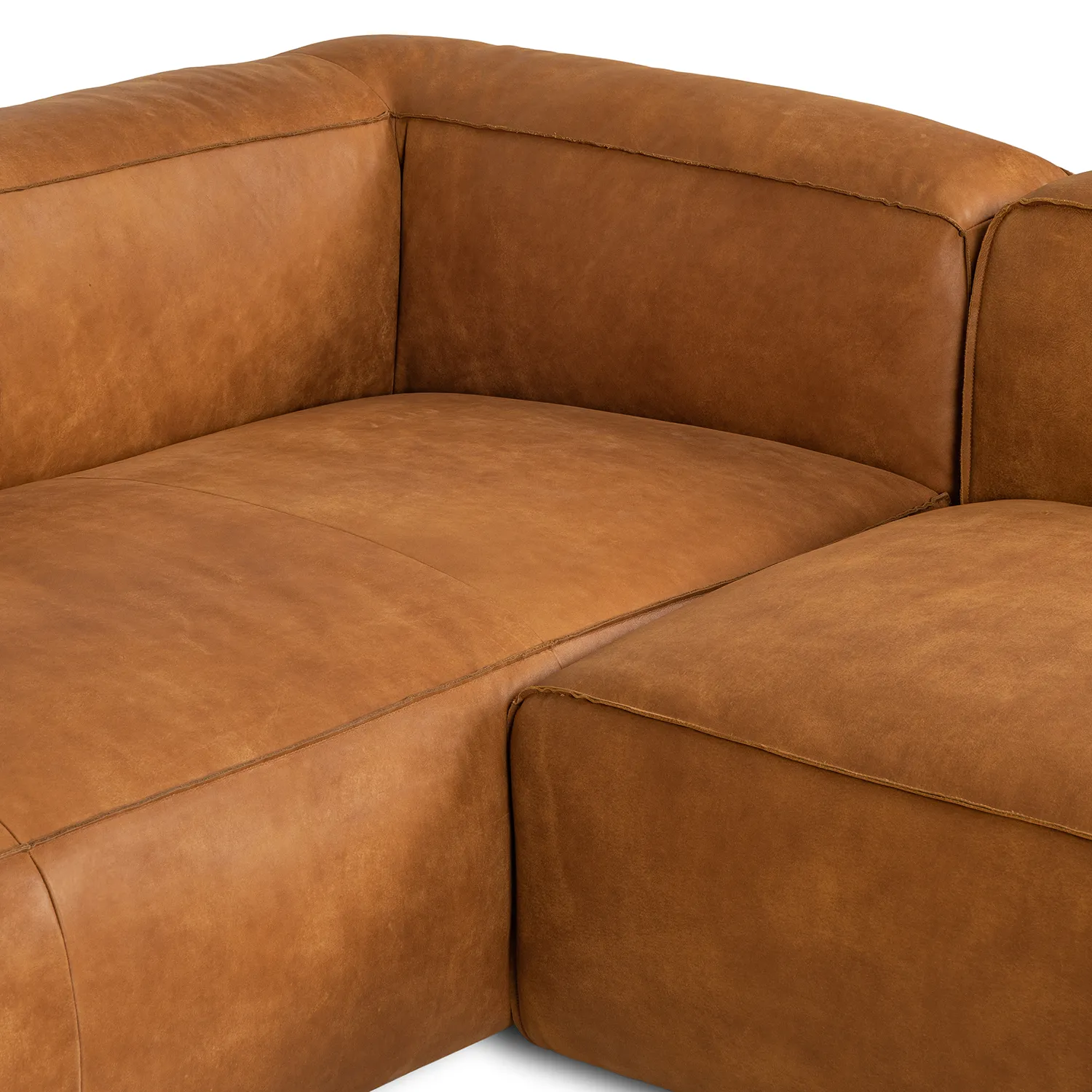 Cigar 94.5_ Leather Reversible Sectional - Rawhide Tan - Image 11