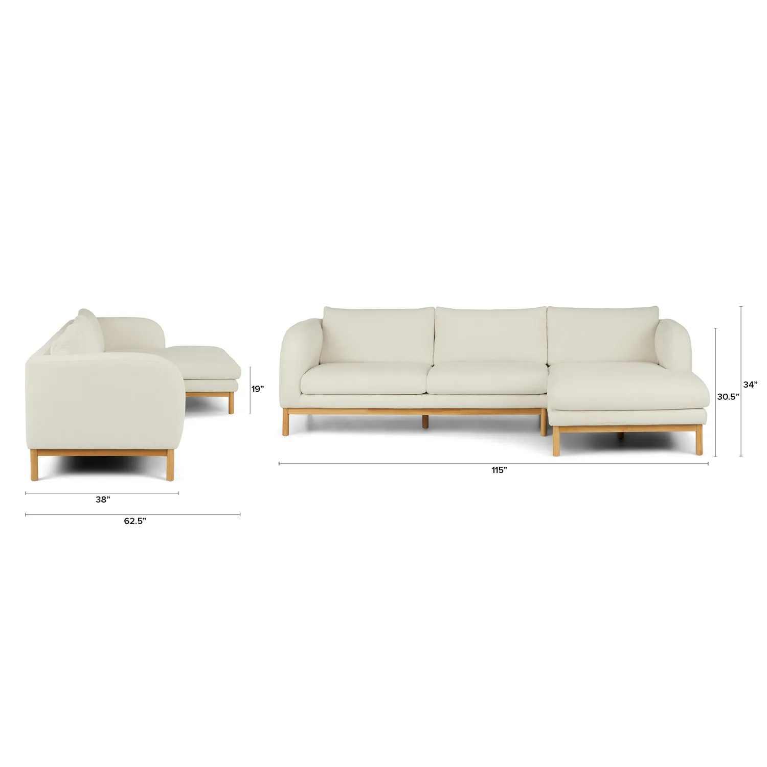Kinso 115_ Right Sectional - Buckler Ivory - Image 11