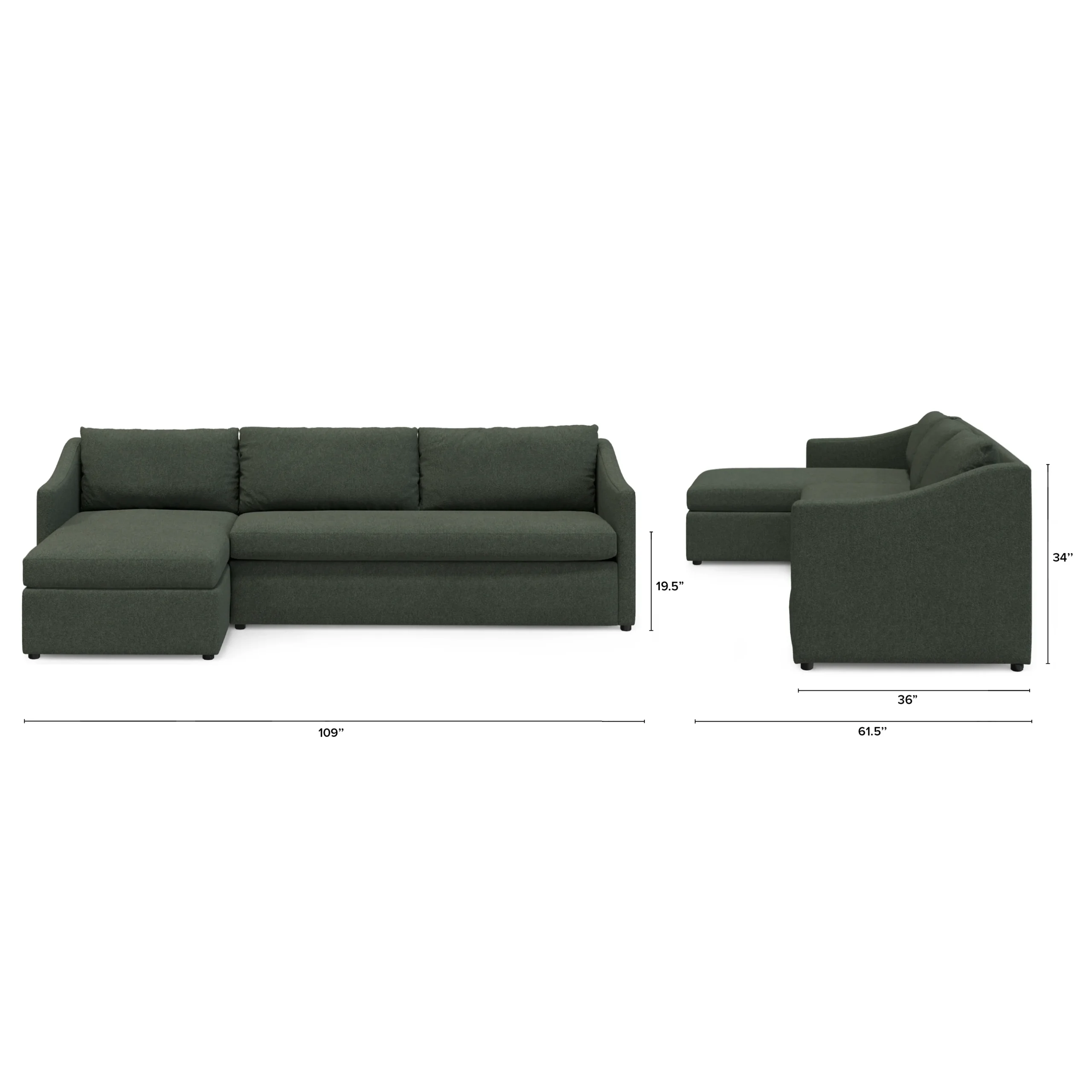 Landry 109_ Left Storage Sleeper Sectional - Green Wool Bouclé - Image 11