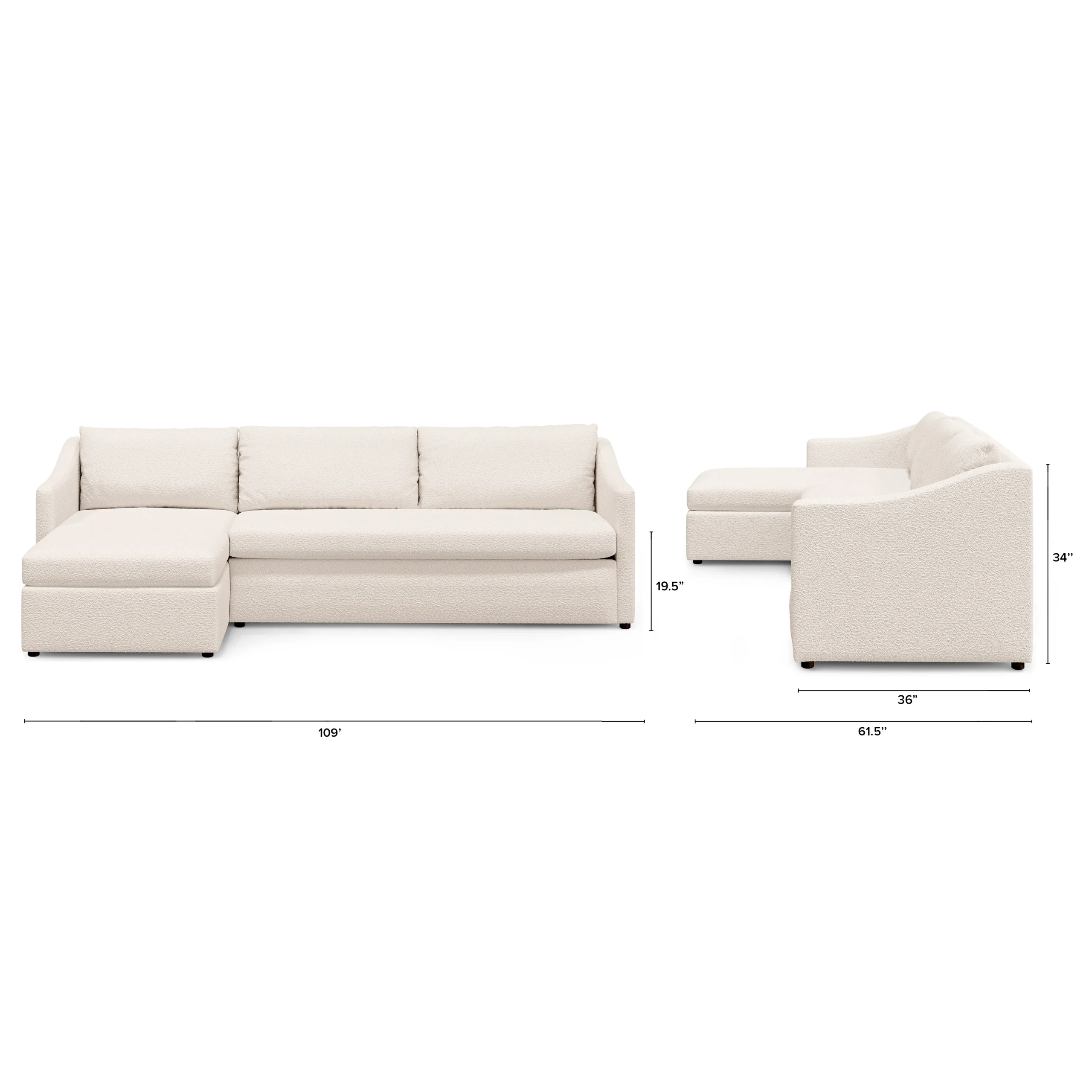 Landry 109_ Left Storage Sleeper Sectional - Ivory Wool Bouclé - Image 11