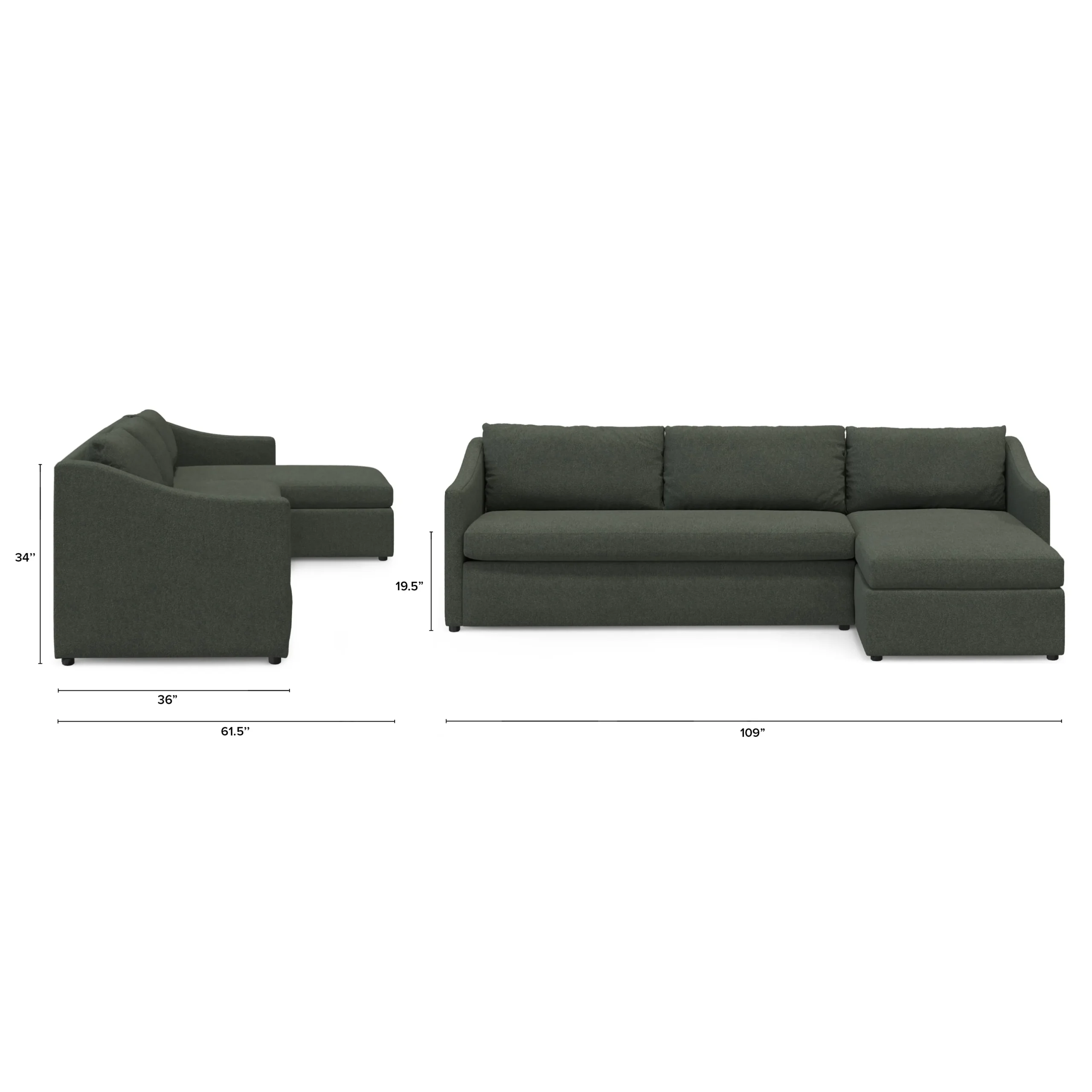 Landry 109_ Right Storage Sleeper Sectional - Green Wool Bouclé - Image 11