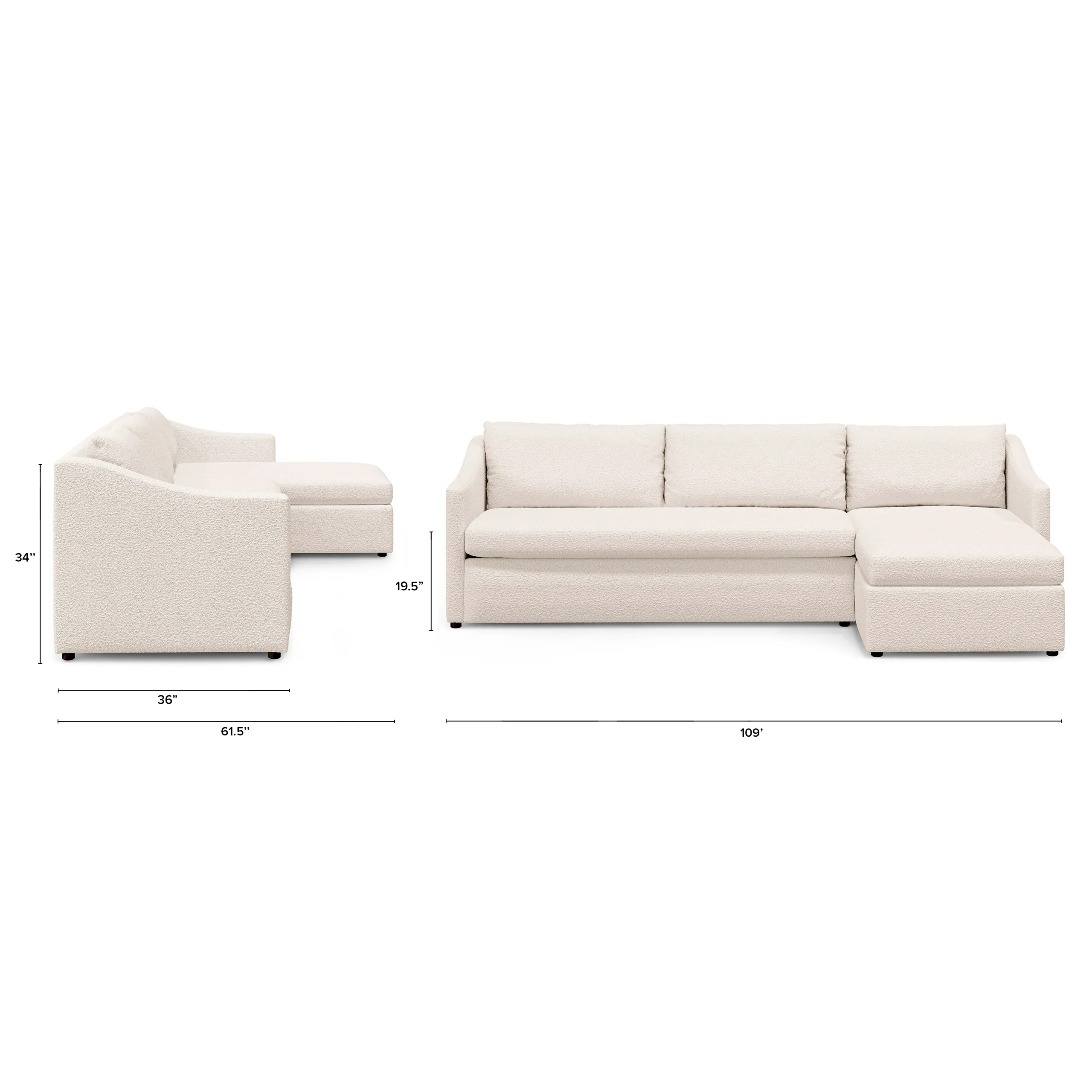 Landry 109_ Right Storage Sleeper Sectional - Ivory Wool Bouclé - Image 11