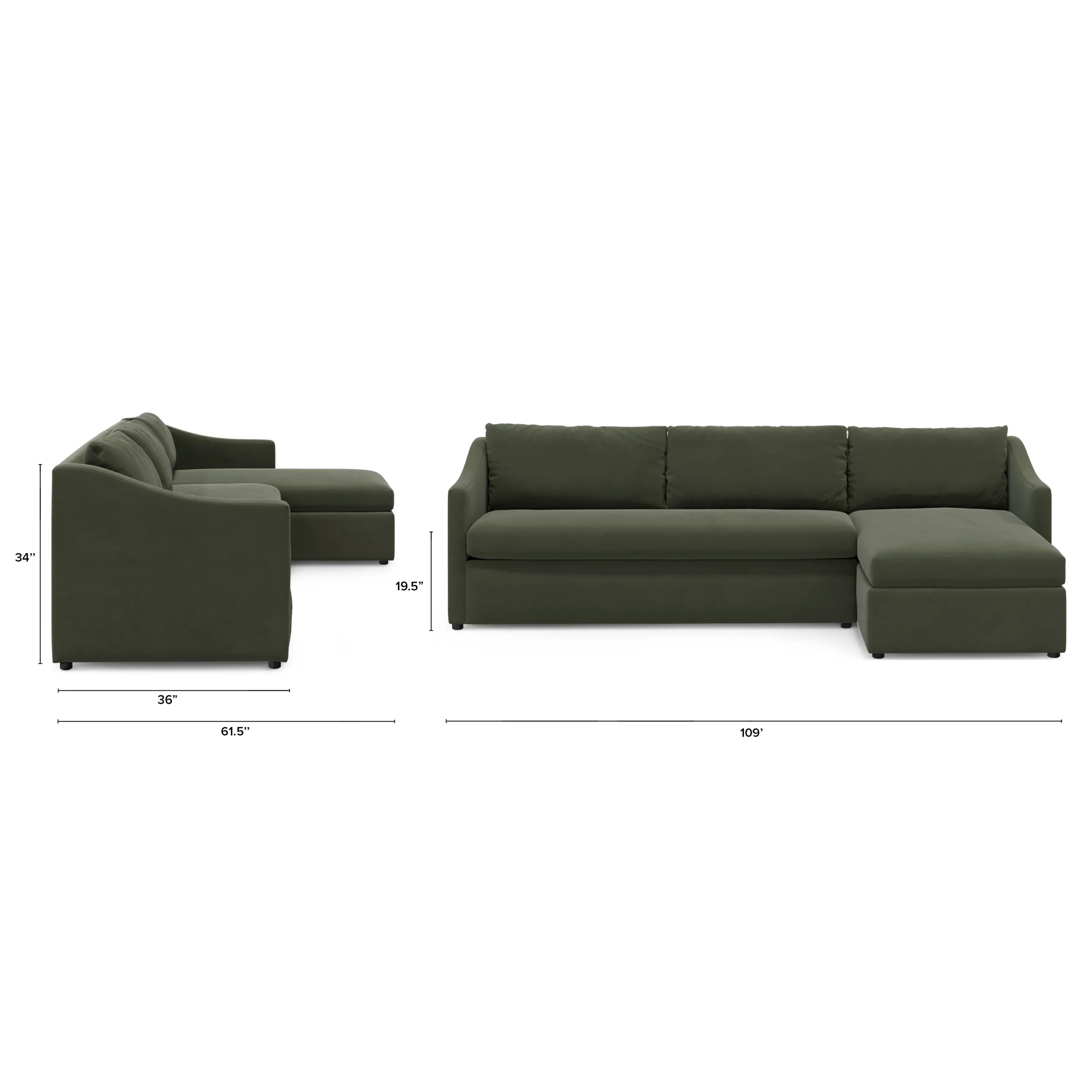 Landry 109_ Velvet Right Storage Sleeper Sectional - Hale Fir Green - Image 8