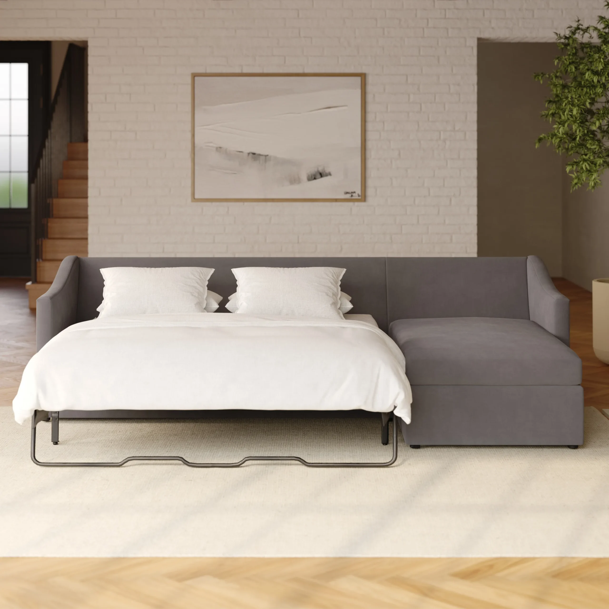 Landry 109_ Velvet Right Storage Sleeper Sectional - Hale Warm Gray - Image 8