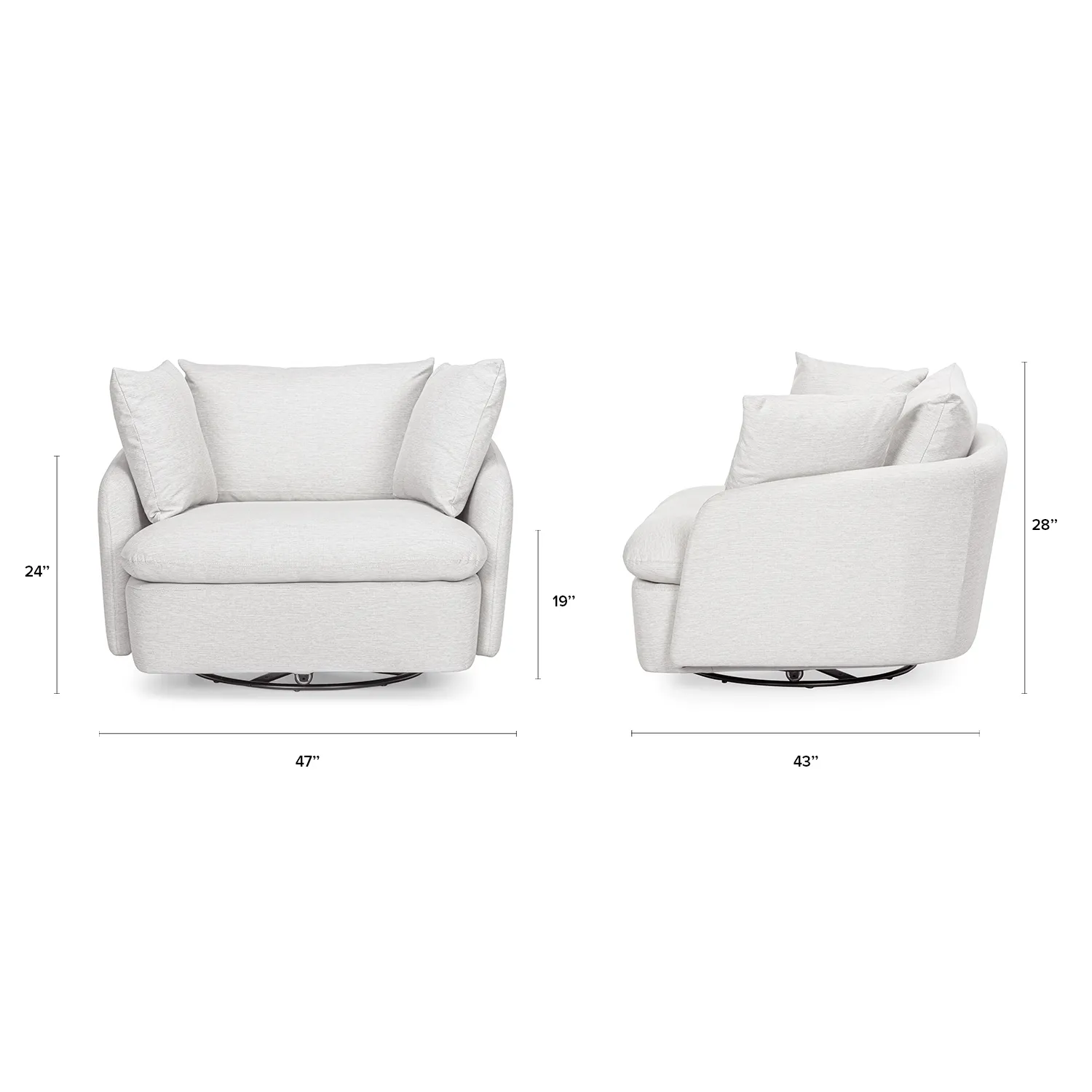 Leigh 47_ Grand Swivel Lounge Chair - Silver Ivory - Image 2