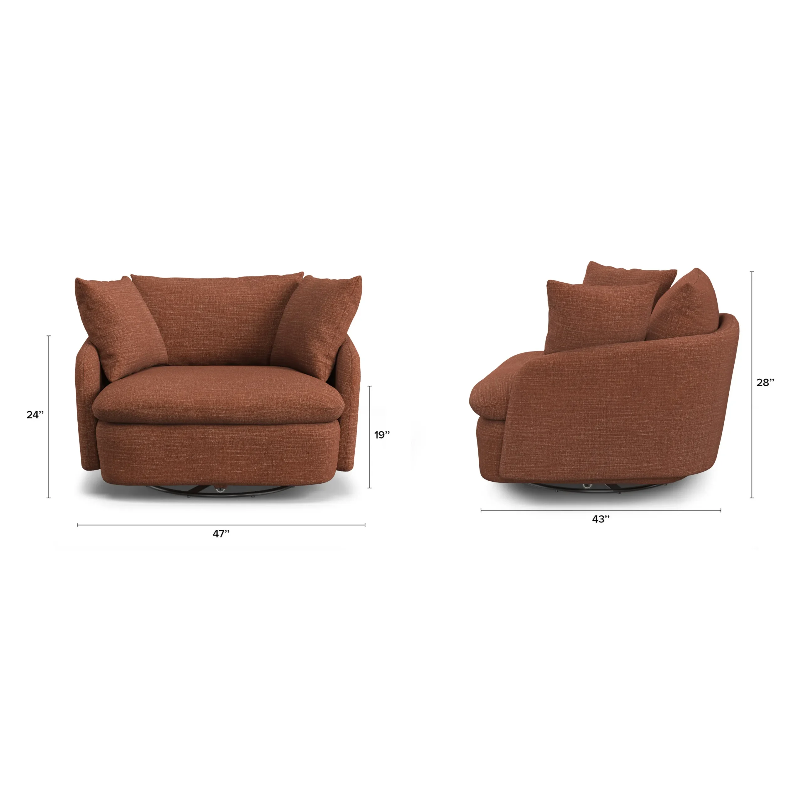 Leigh 47_ Grand Swivel Lounge Chair - Napa Rust - Image 2