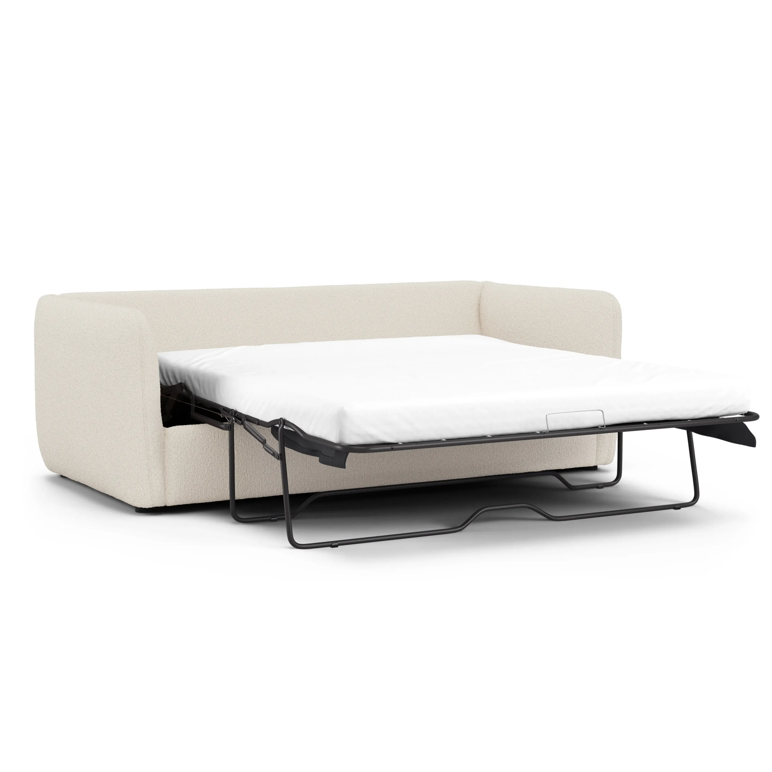 Leigh 86_ Reversible Storage Sleeper Sectional - Ivory Wool Bouclé - Image 11