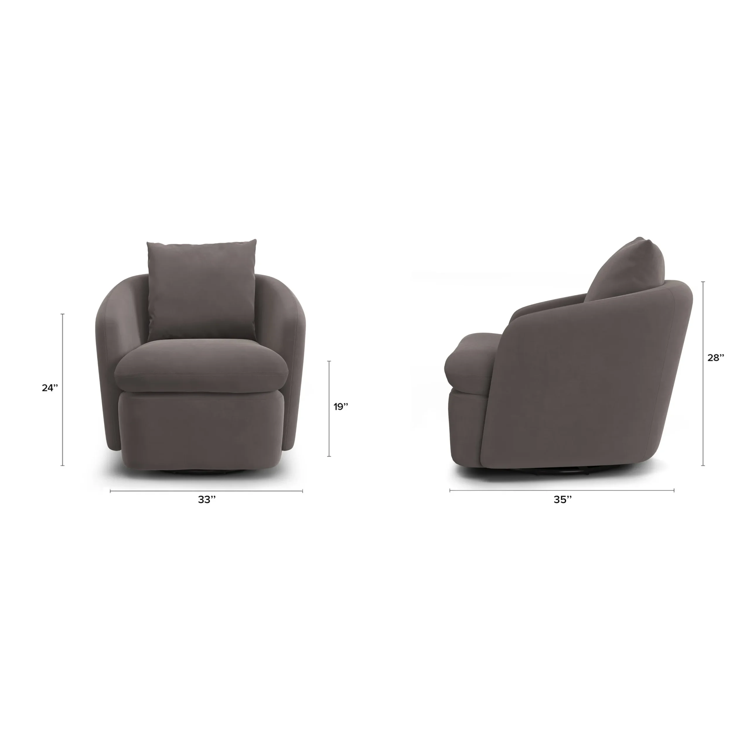 Leigh 33_ Velvet Swivel Lounge Chair - Hale Warm Gray - Image 2