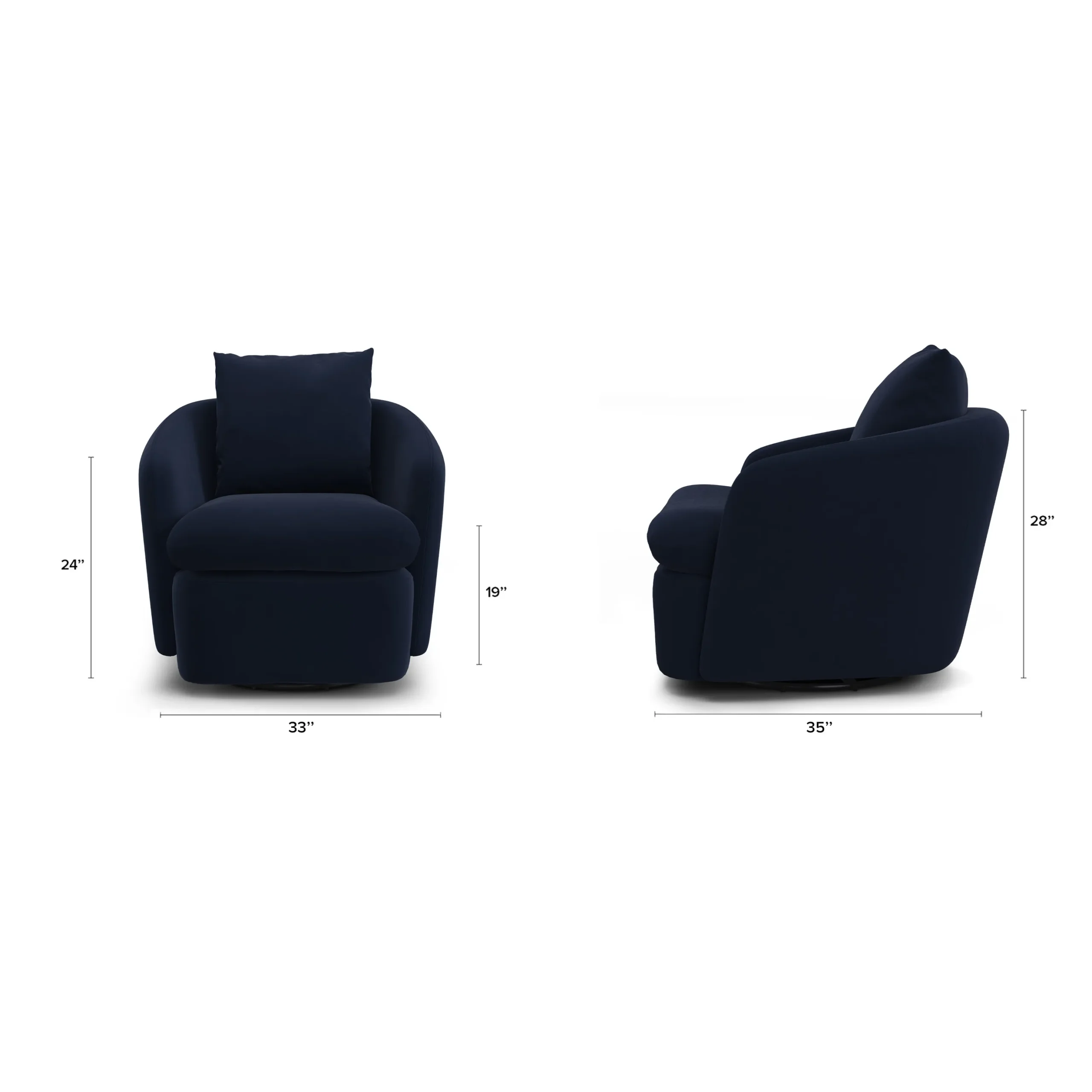 Leigh 33_ Velvet Swivel Lounge Chair - Hale Ink - Image 2