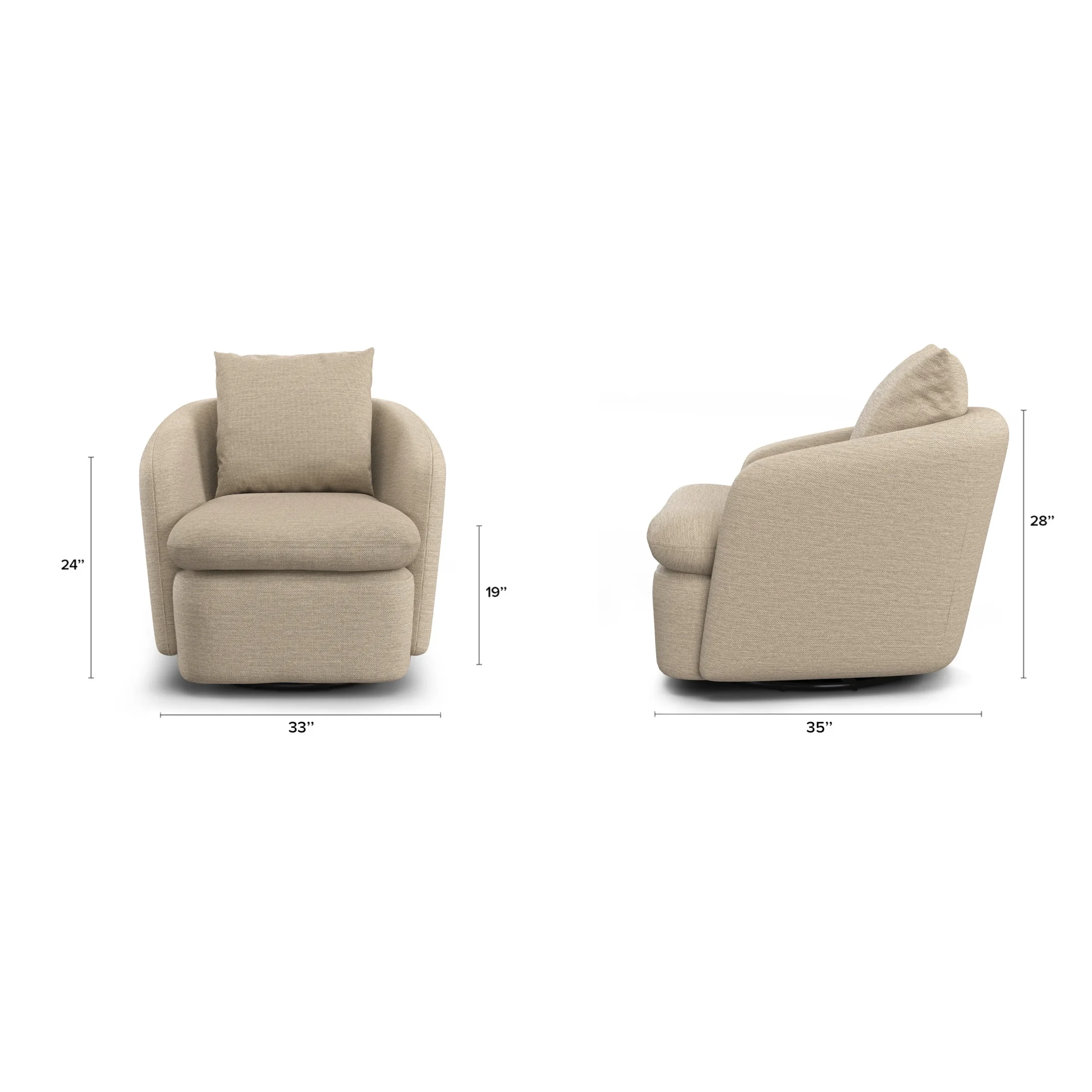 Leigh 33_ Swivel Lounge Chair - Silver Taupe - Image 2