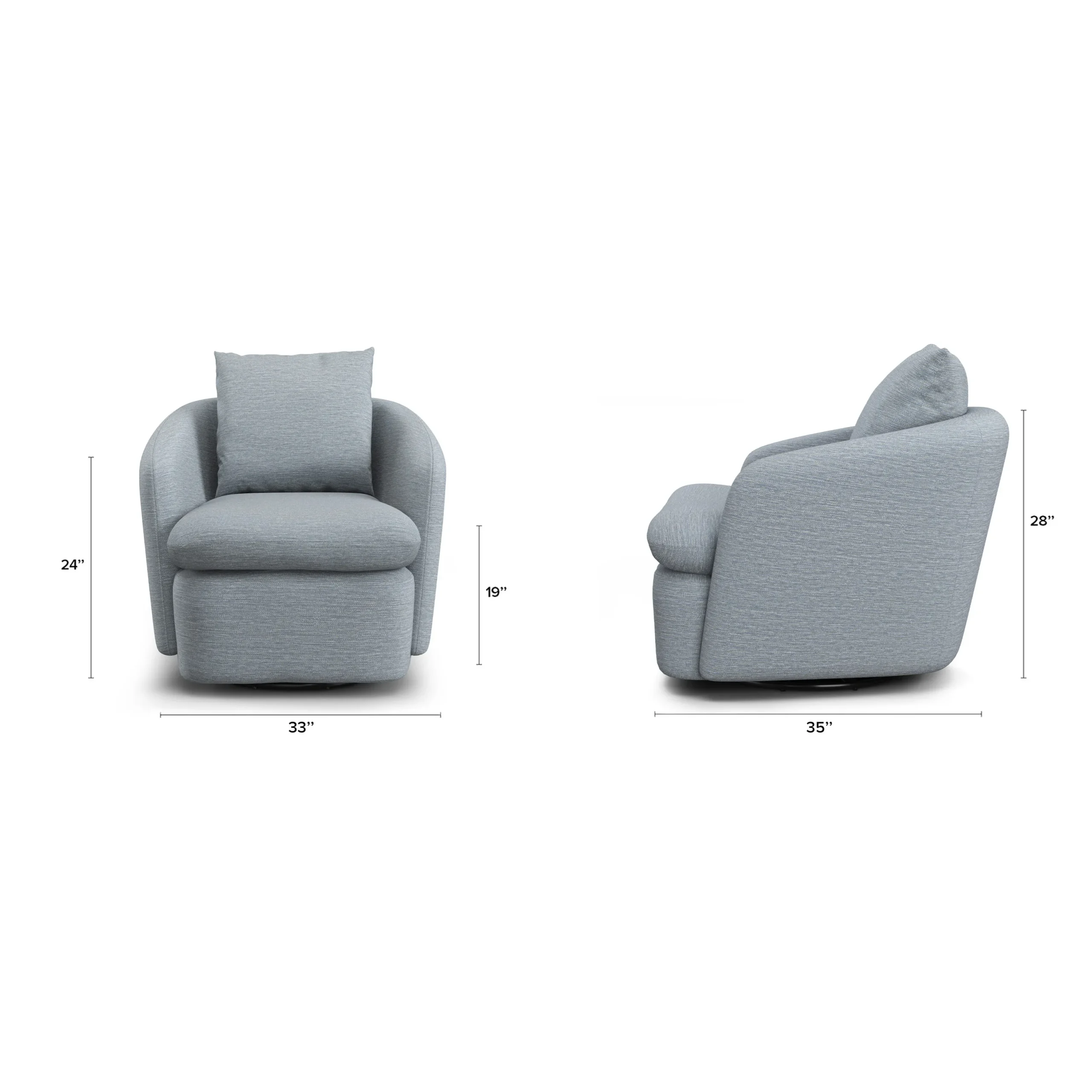 Leigh 33_ Swivel Lounge Chair - Silver Light Blue - Image 2