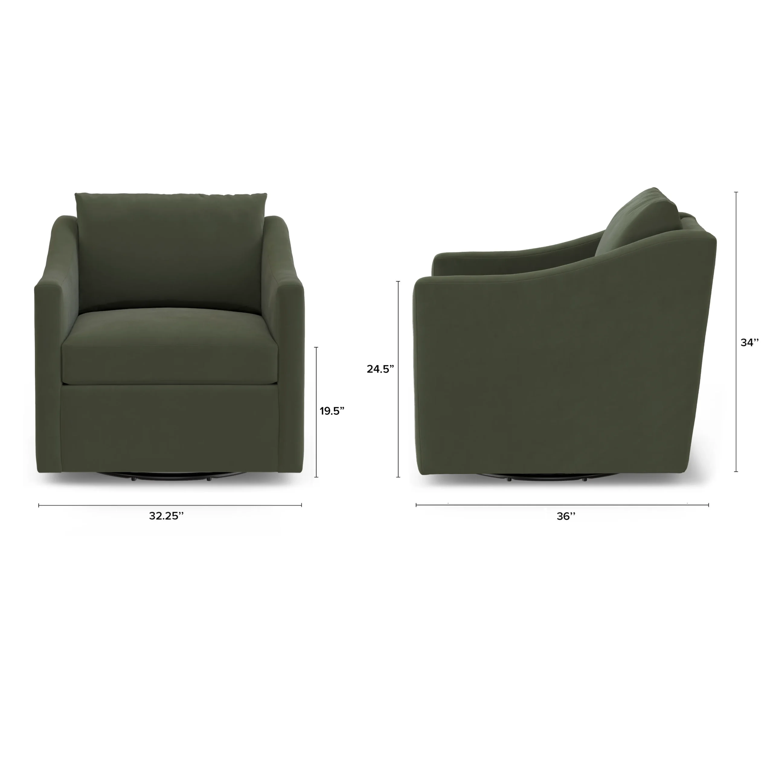 Landry 32.25_ Velvet Swivel Lounge Chair - Hale Fir Green - Image 2
