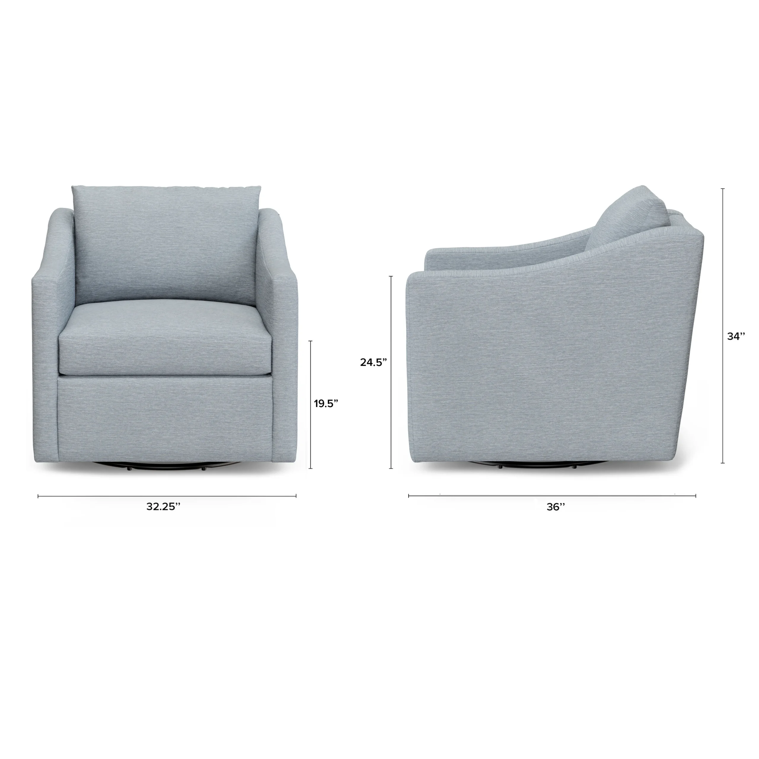 Landry 32.25_ Swivel Lounge Chair - Silver Light Blue - Image 2