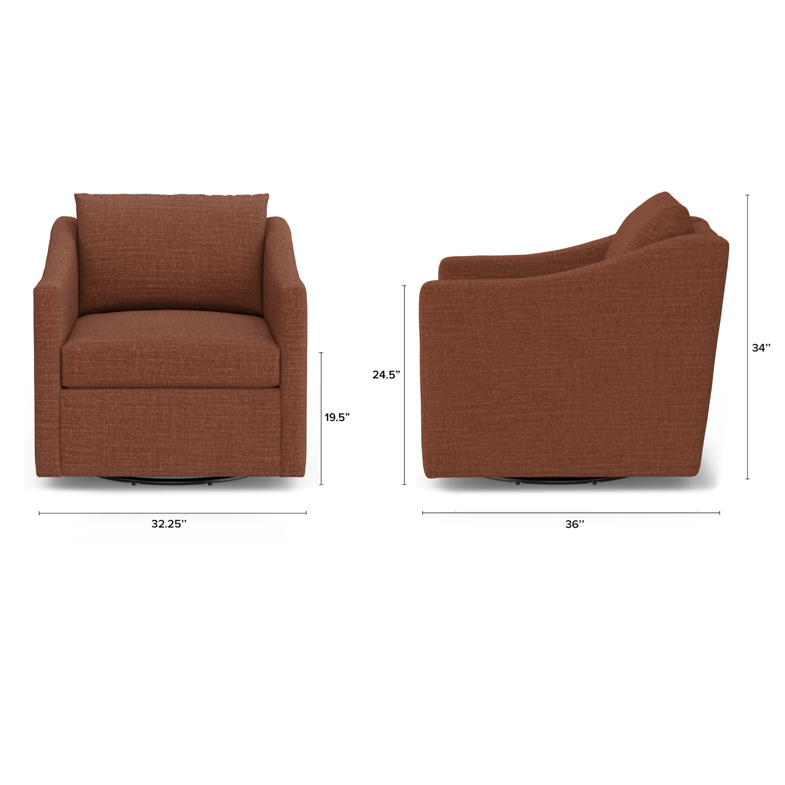 Landry 32.25_ Swivel Lounge Chair - Napa Rust - Image 2