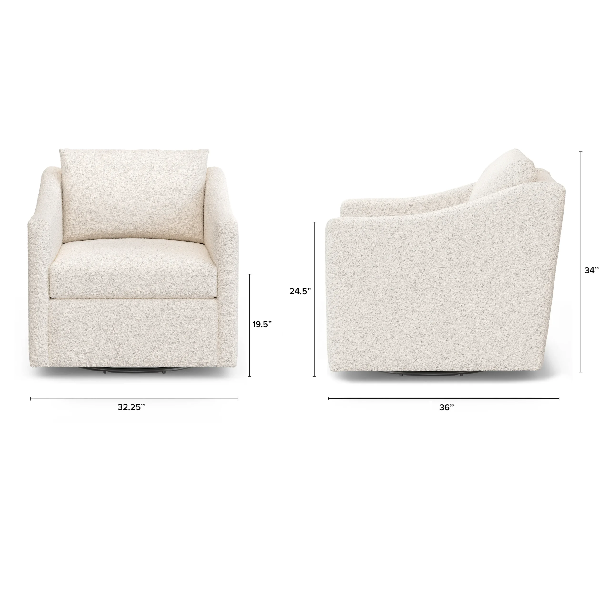 Landry 32.25_ Swivel Lounge Chair - Ivory Wool Bouclé - Image 2