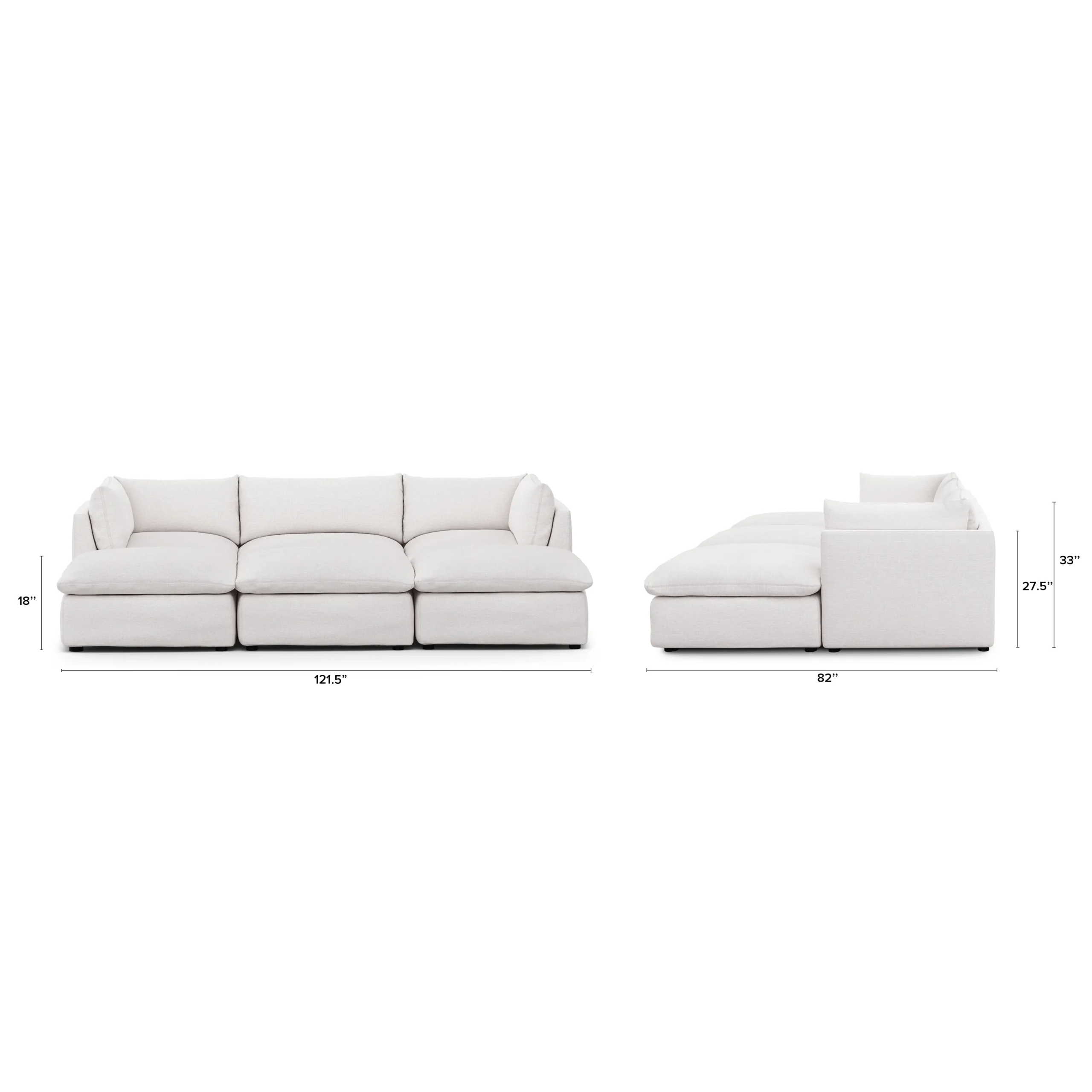 Leigh 121.5_ Modular Open Pit Sectional - Silver Ivory - Image 11